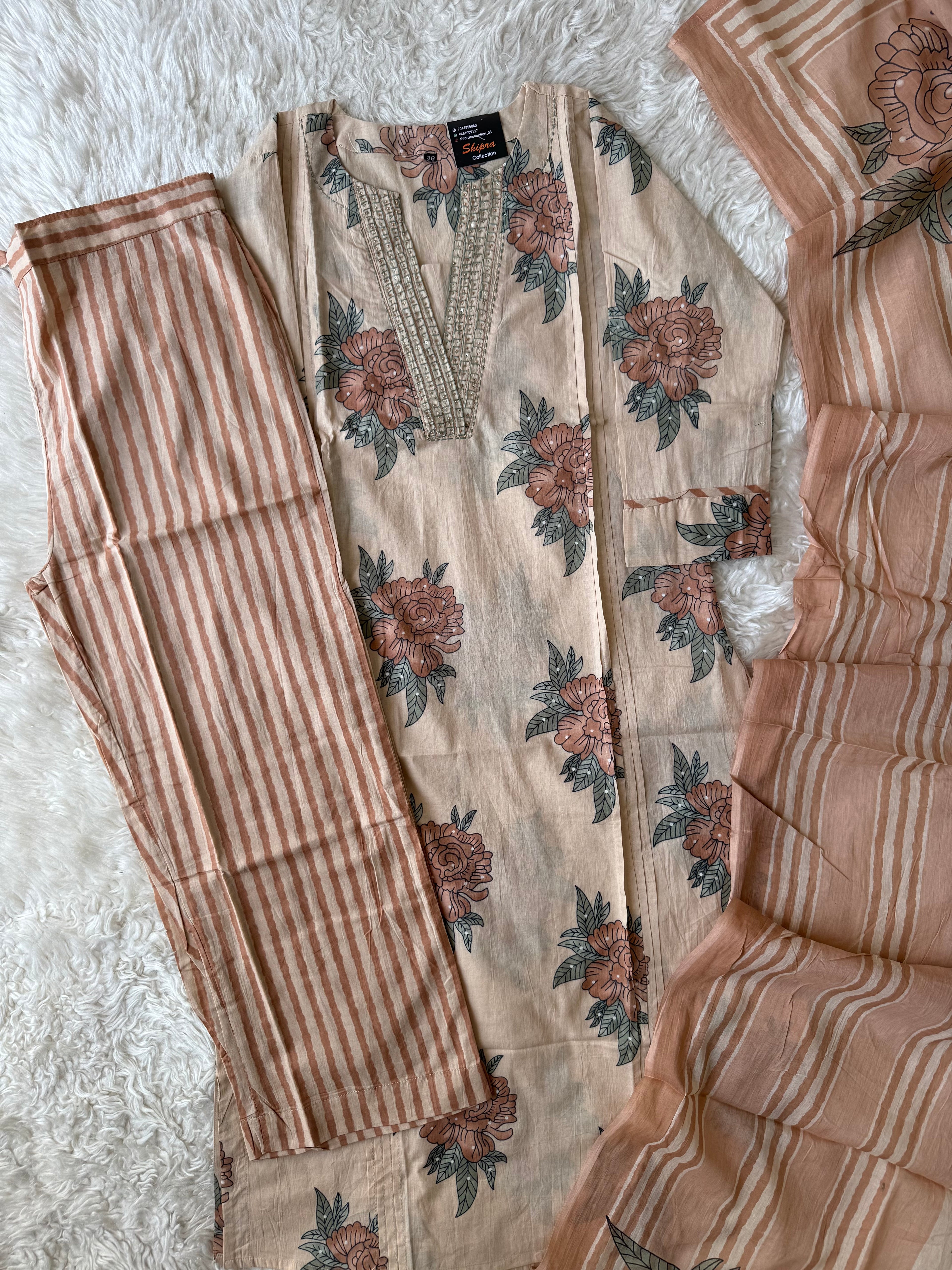 Premium Cotton Kurti Pant Dupatta Set