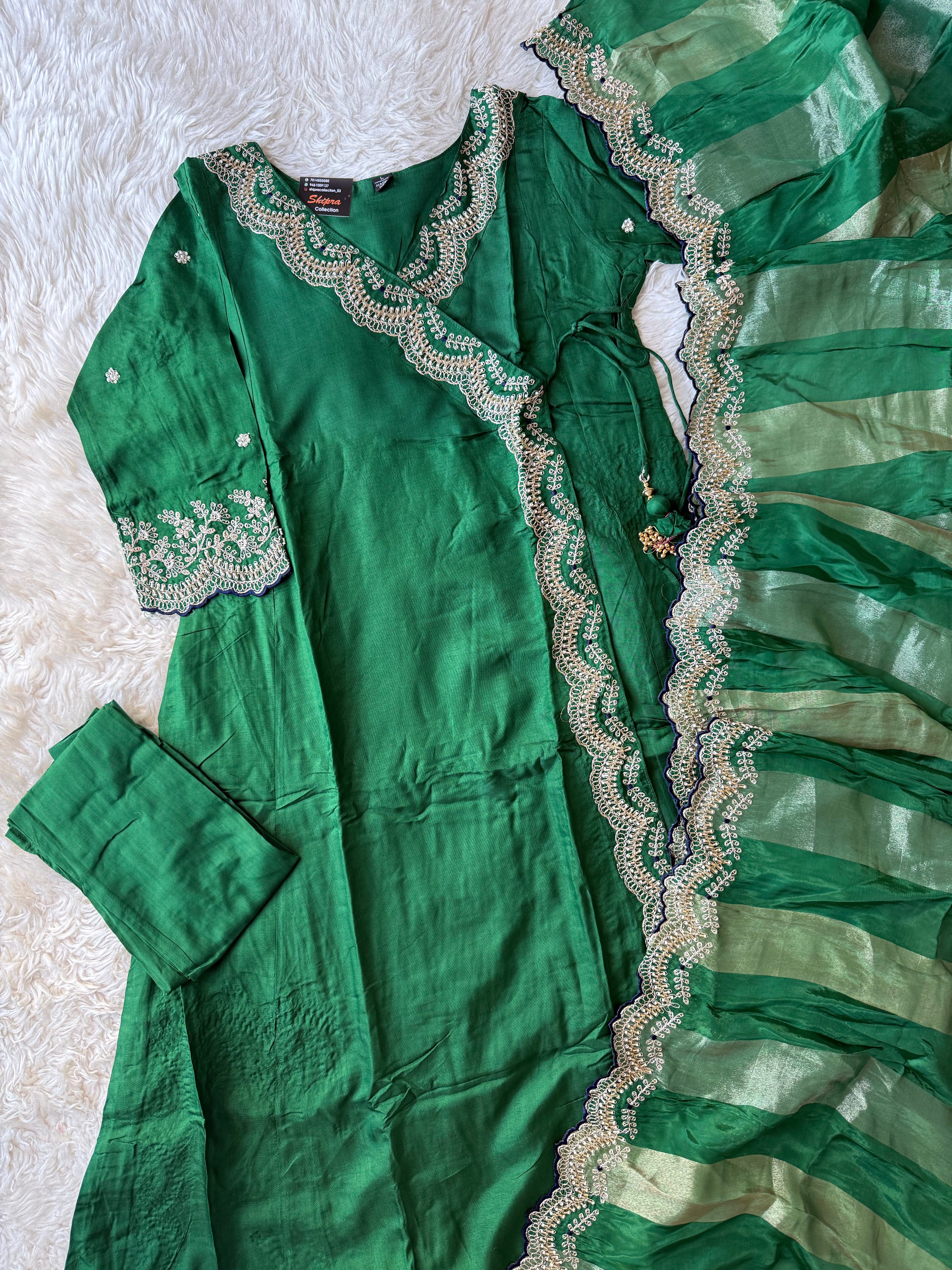 Russian Silk Kurti Pant Dupatta Set