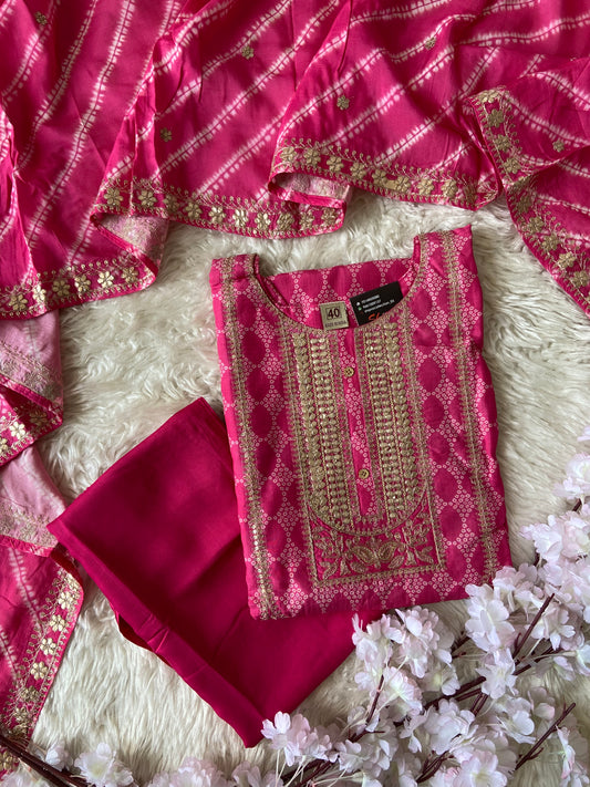 Russian Silk Kurti Pant Dupatta Set