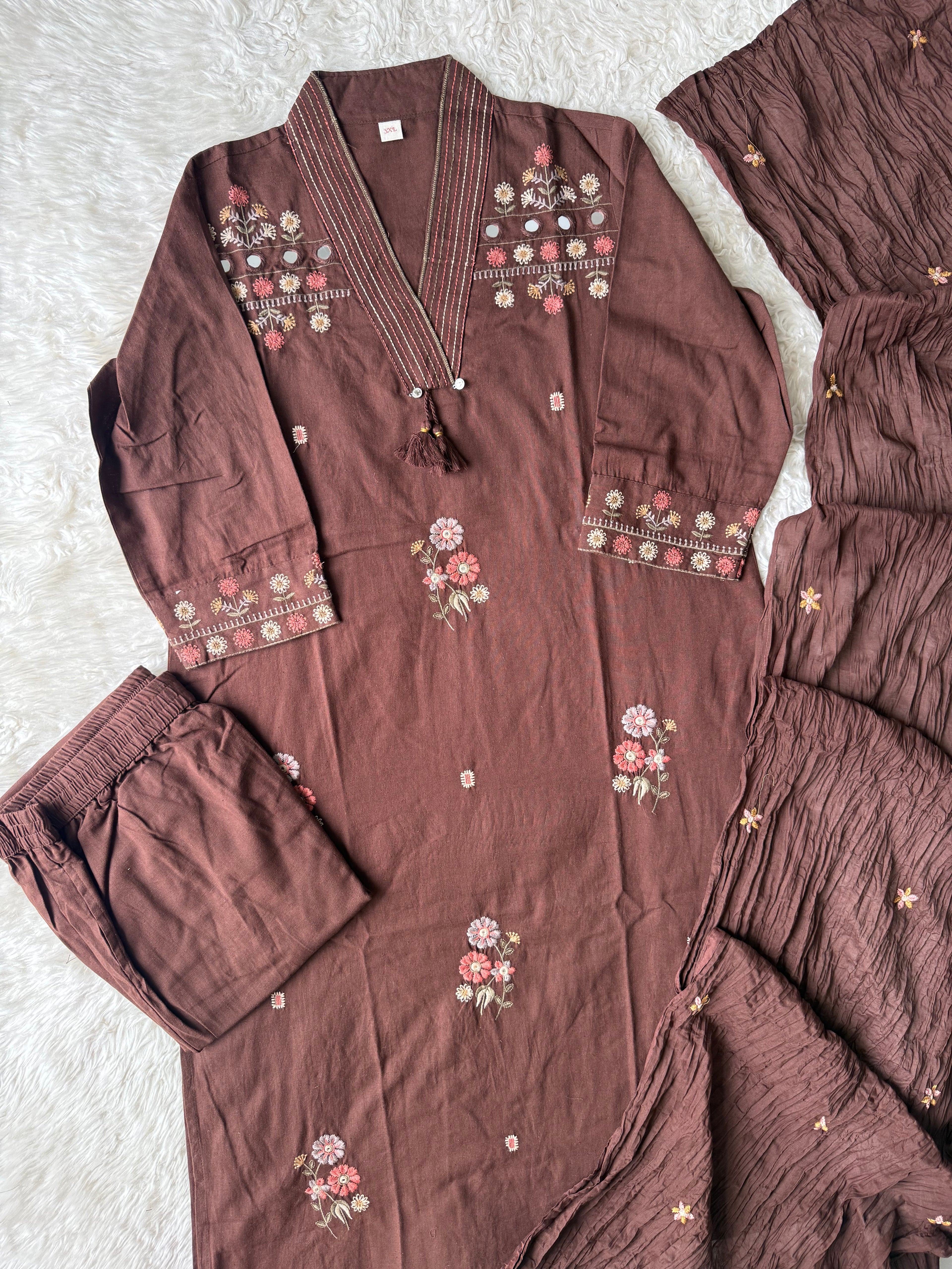 Premium Cotton Kurti Pant Dupatta Set
