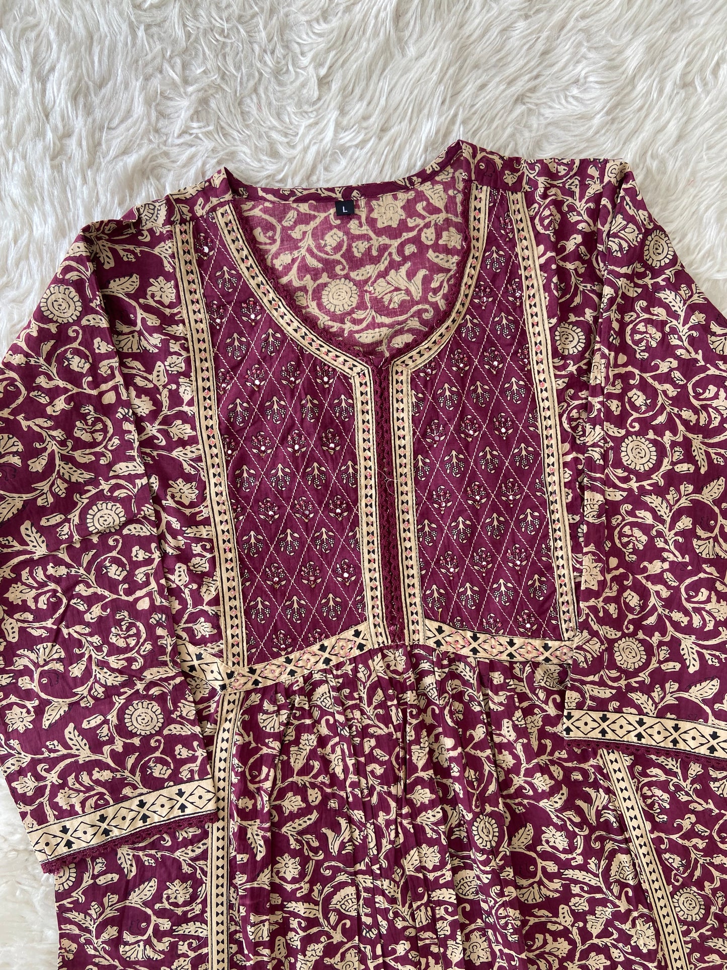 Jaipuri Print A-Line Kurti Pant Dupatta Set