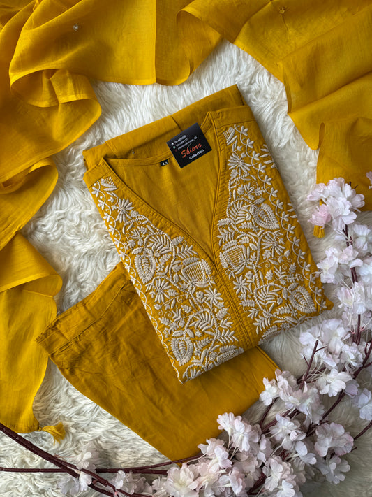 Premium Cotton Kurti Pant Dupatta Set