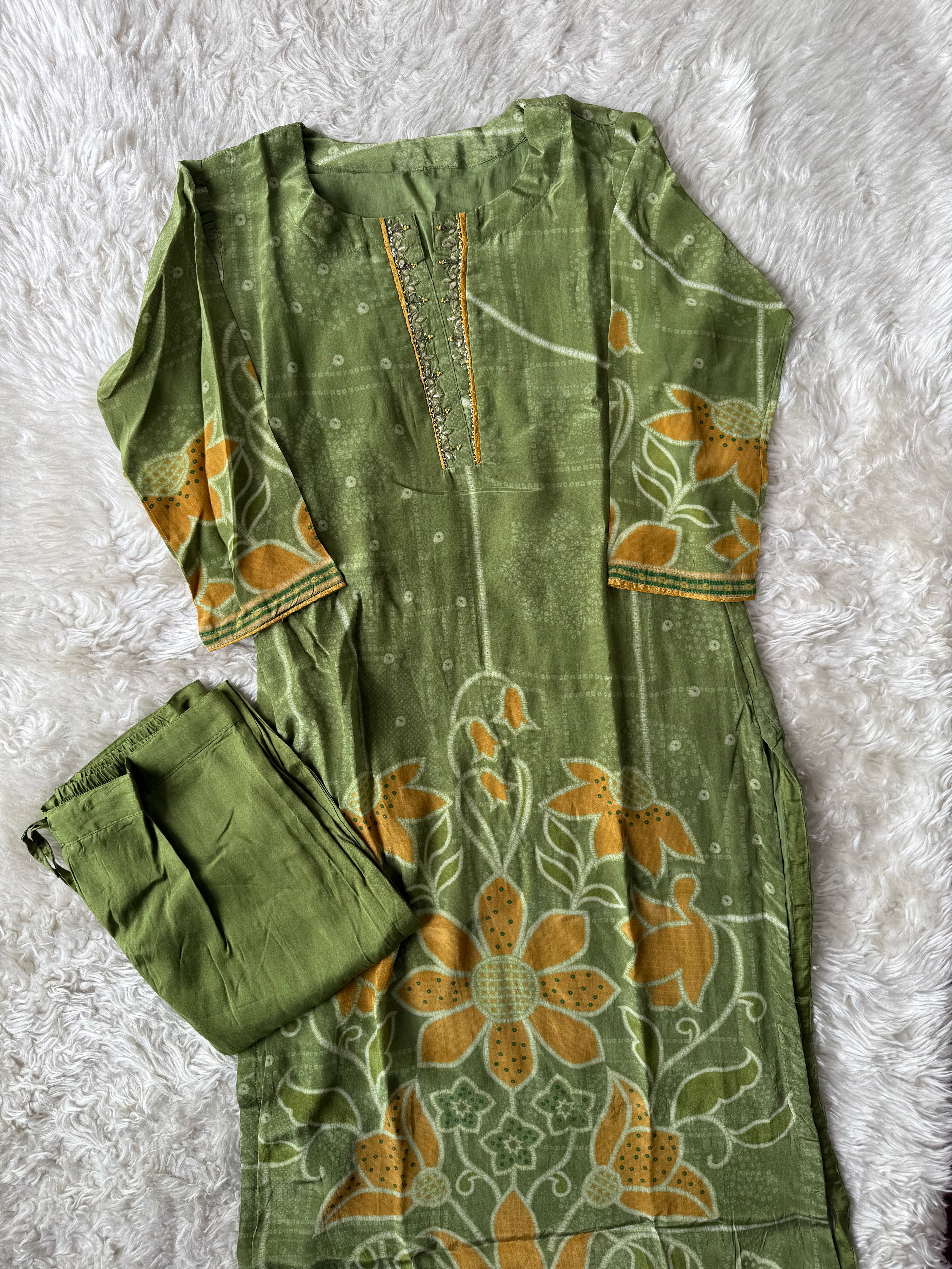 Crepe Silk Kurti Pant Set