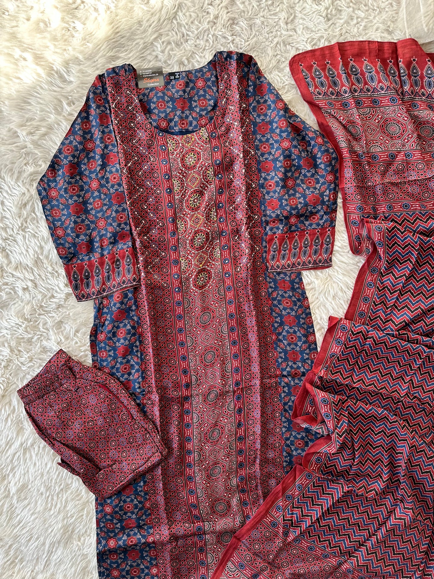 Crepe Silk Kurti Pant Dupatta Set