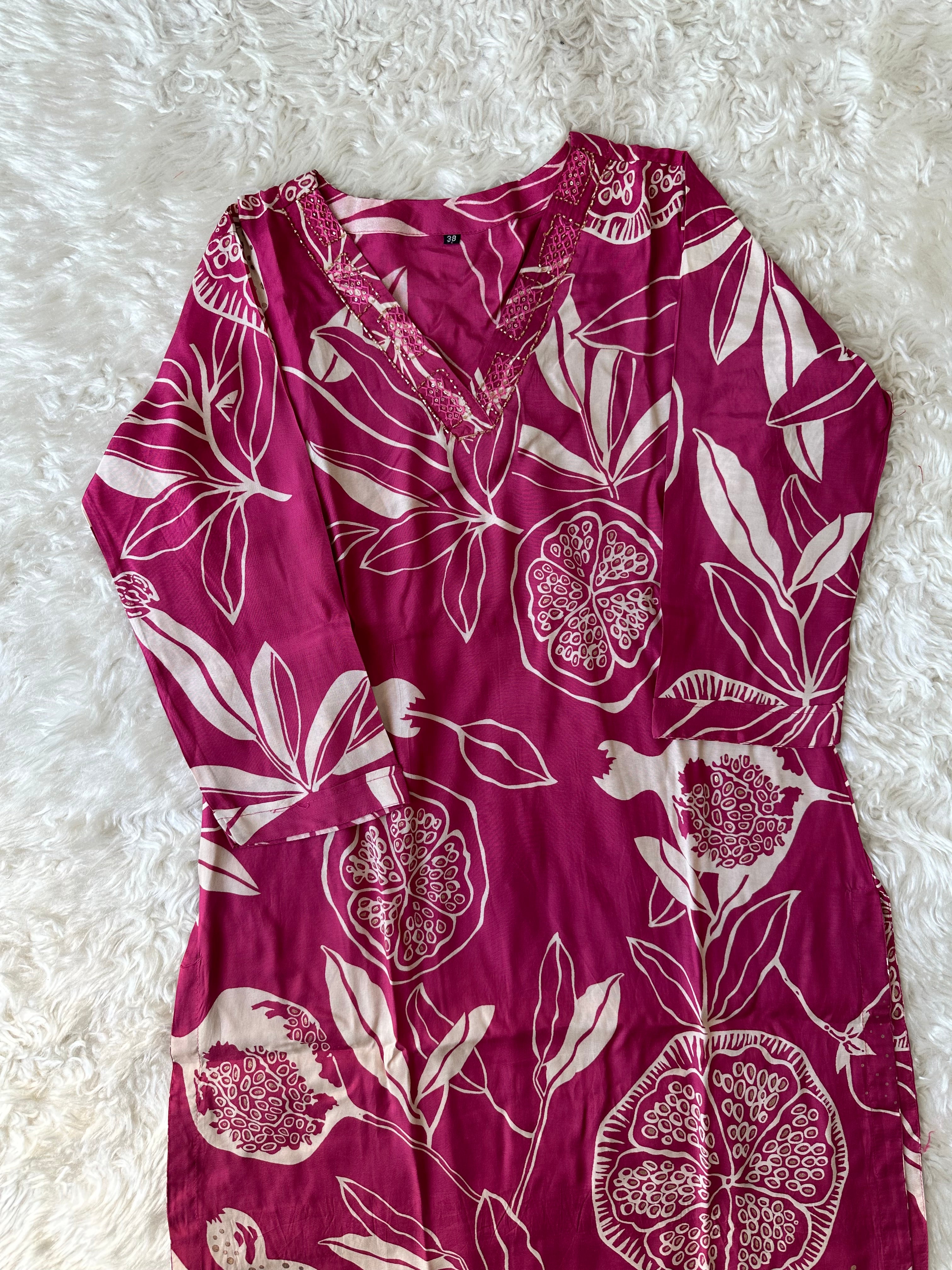 Crepe Silk Kurti Pant Set