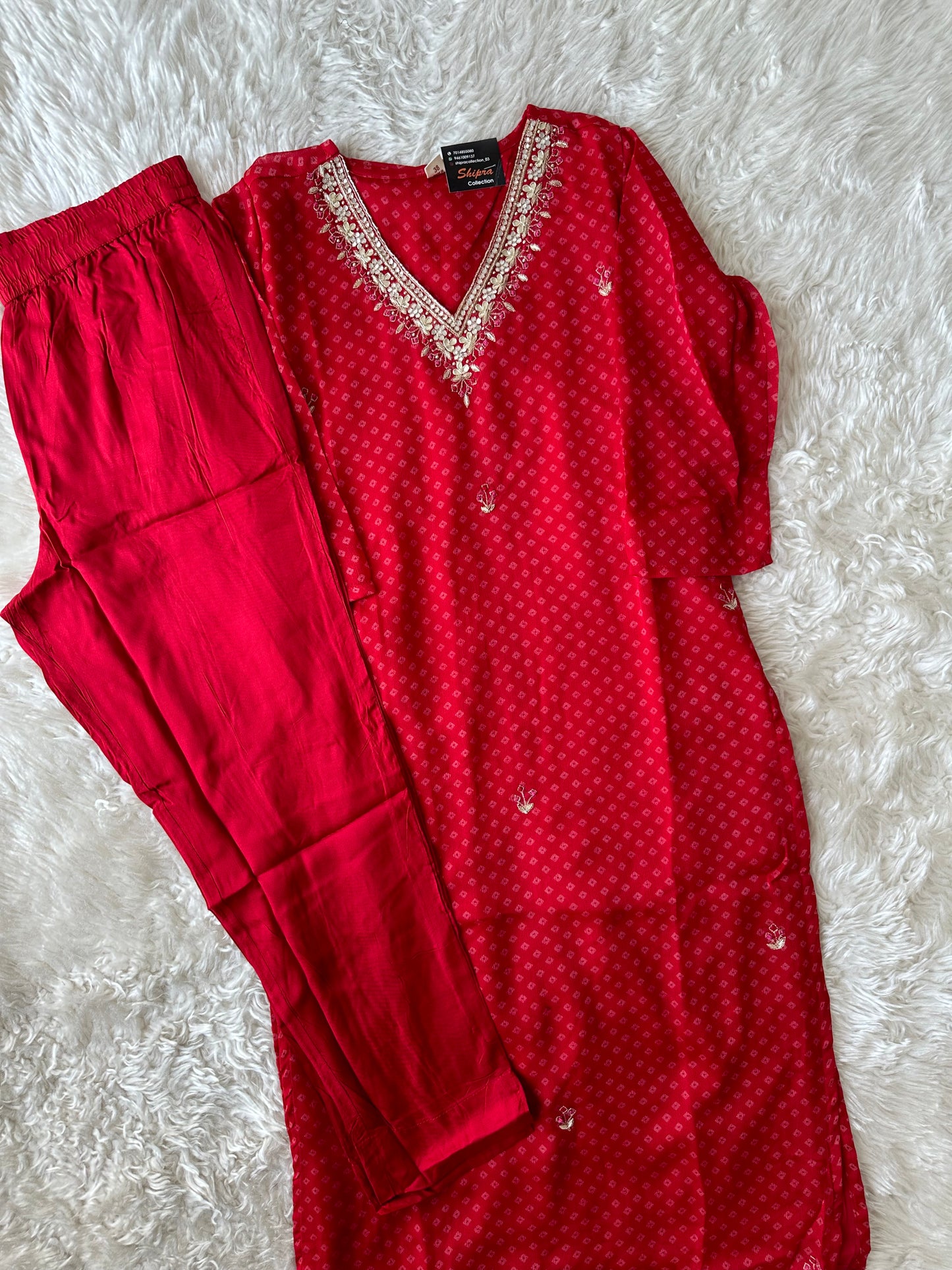Pure Chinon Kurti Pant Set
