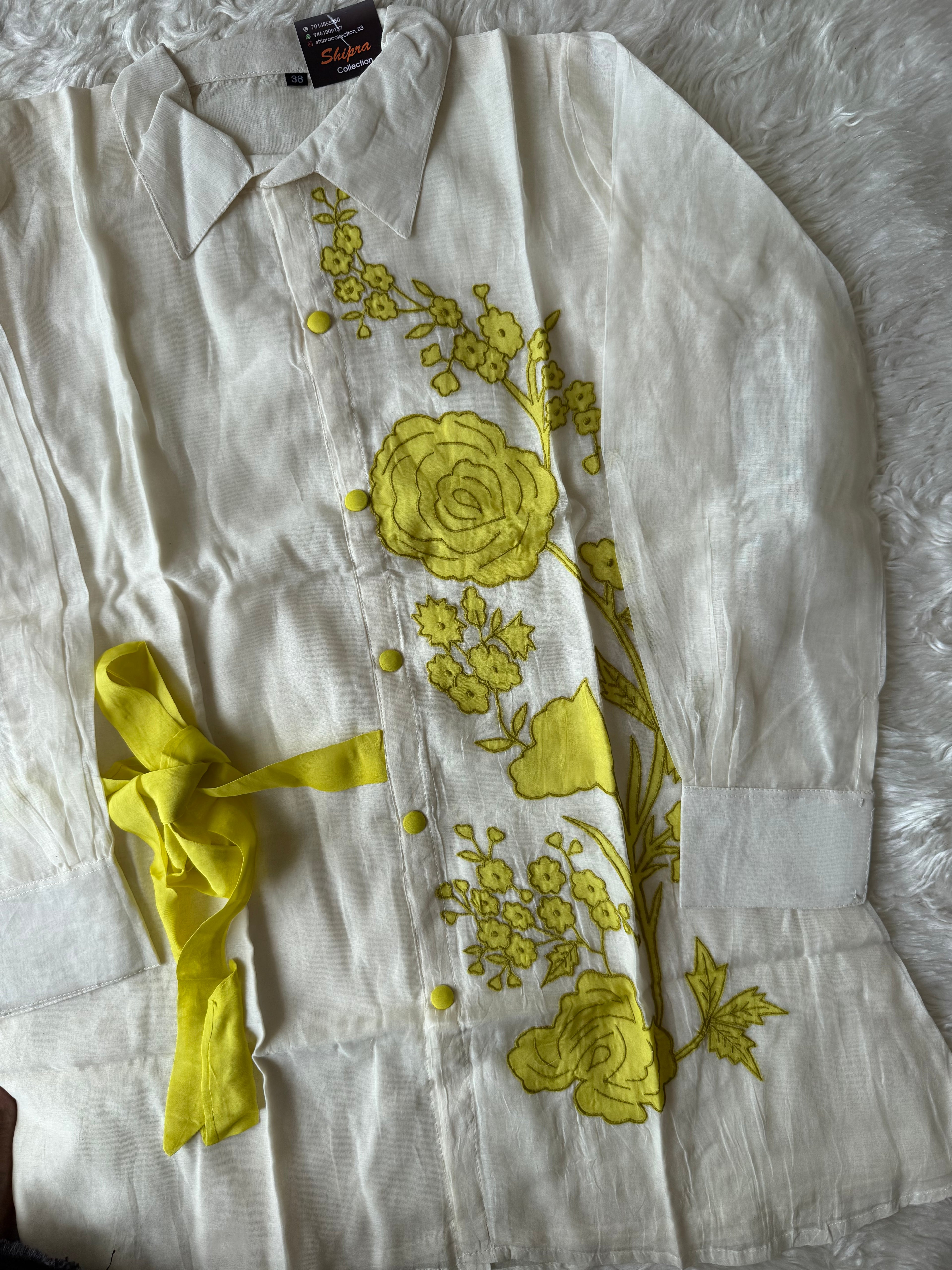 Mul Chanderi Thread work Co-ord Set