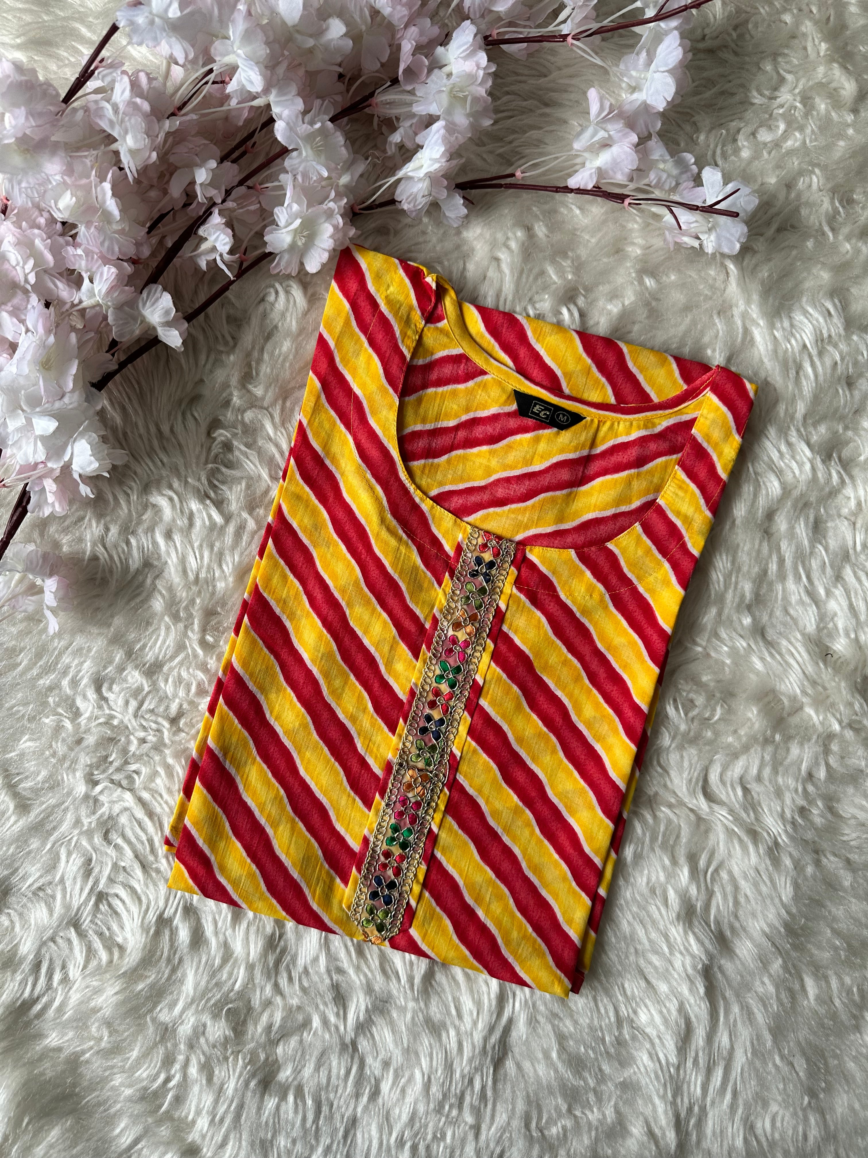 Cotton Lehariya Kurti
