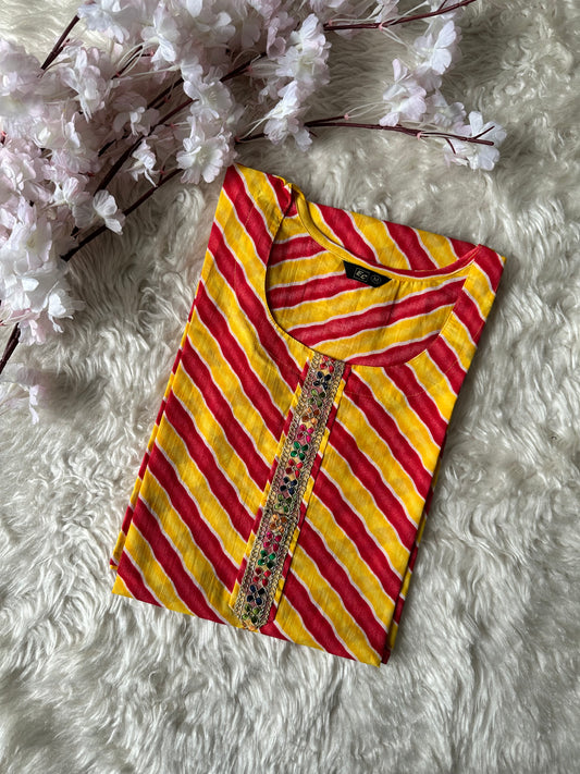 Cotton Lehariya Kurti
