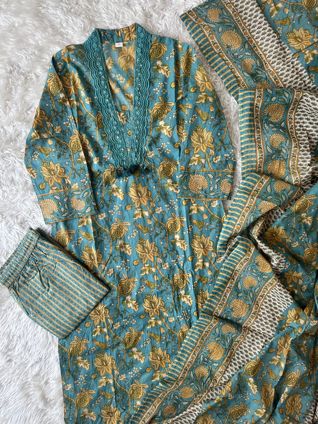 Premium Cotton Kurti Pant Dupatta Set