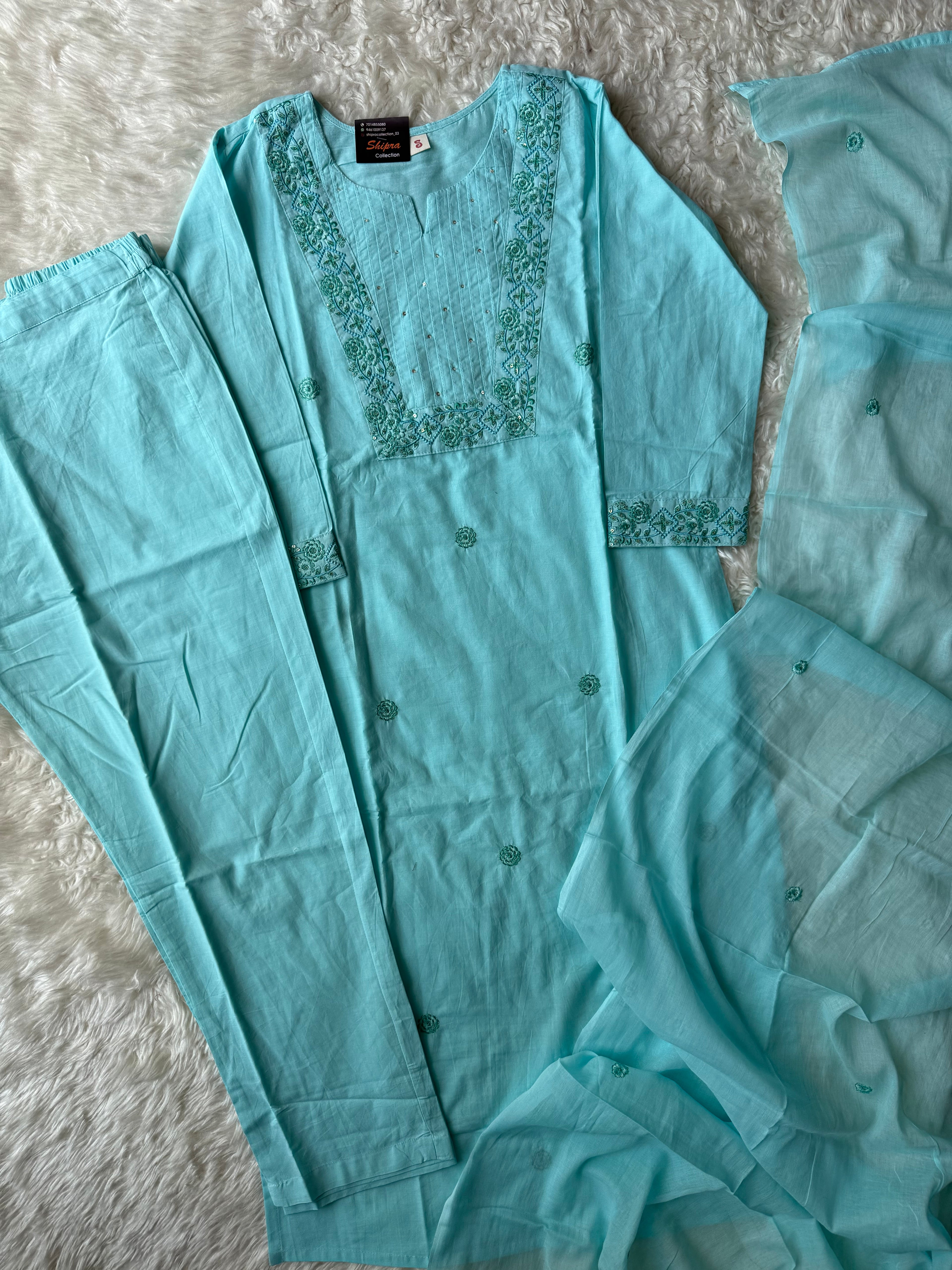 Premium Cotton Kurti Pant Dupatta Set