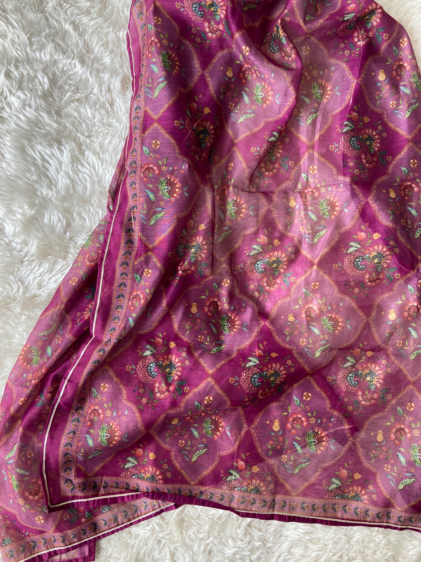 Chanderi Silk Kurti Pant Dupatta Set