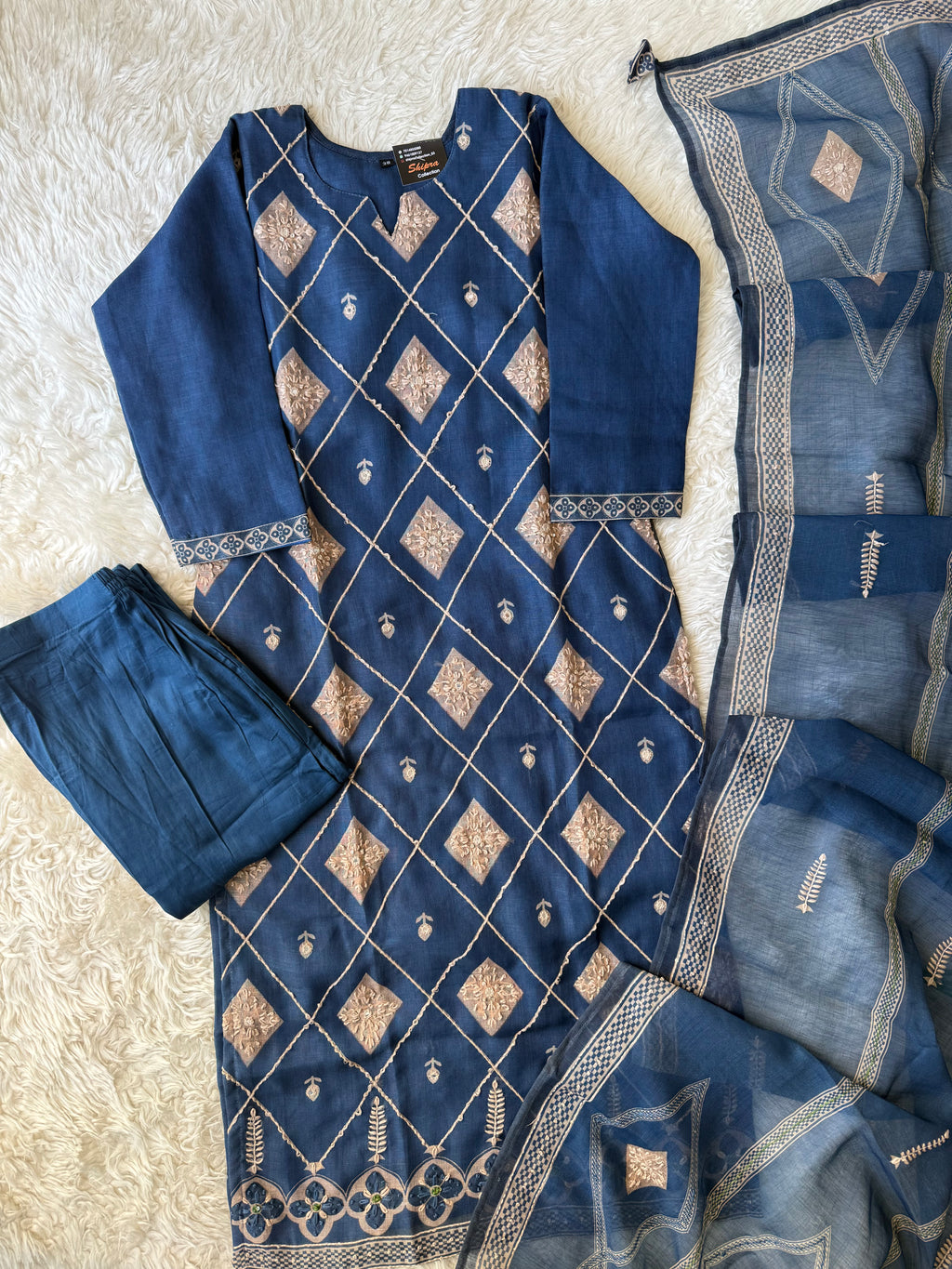 Linen Kurti Pant Dupatta Set