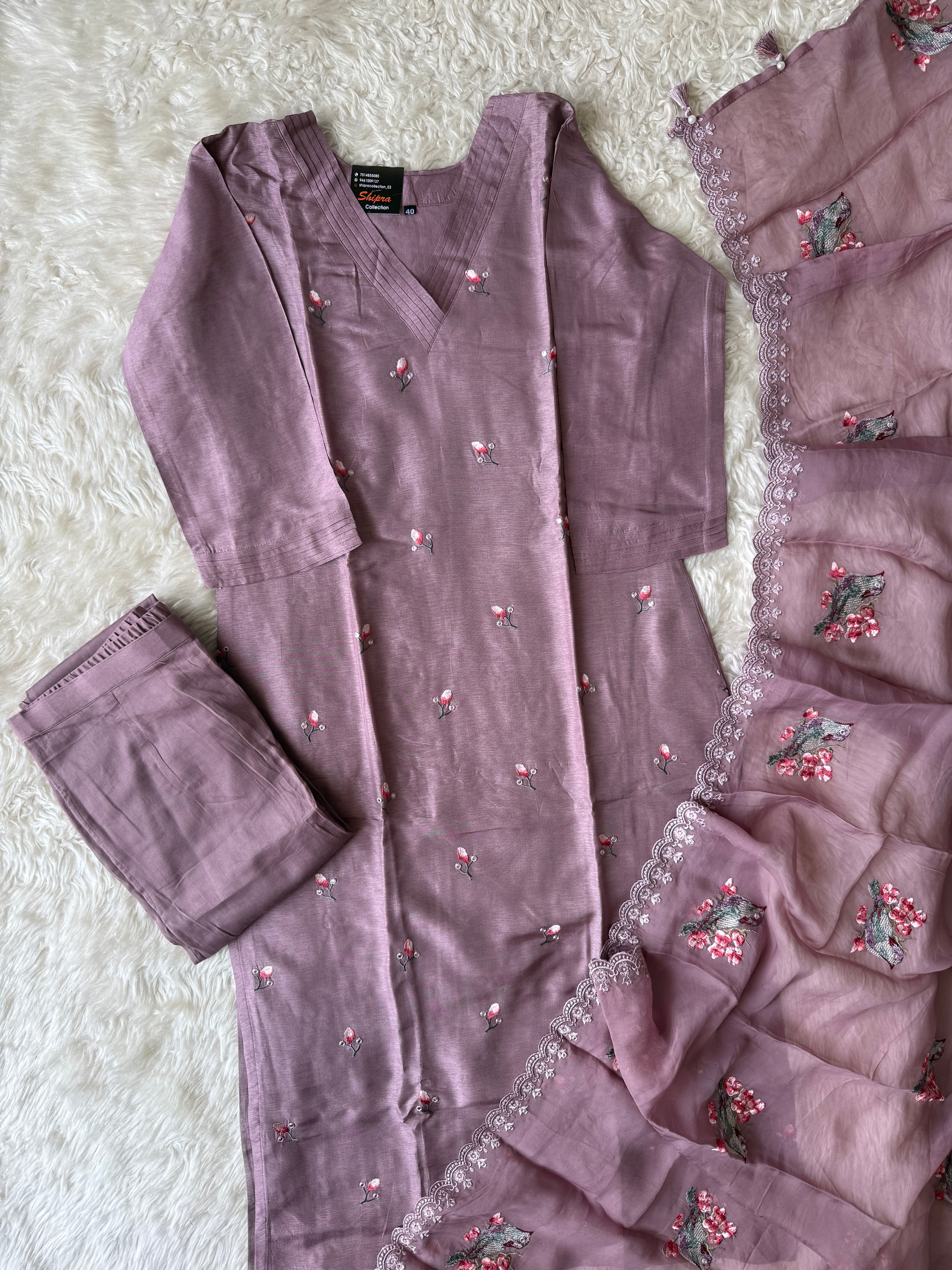 Dola Silk Kurti Pant Dupatta Set