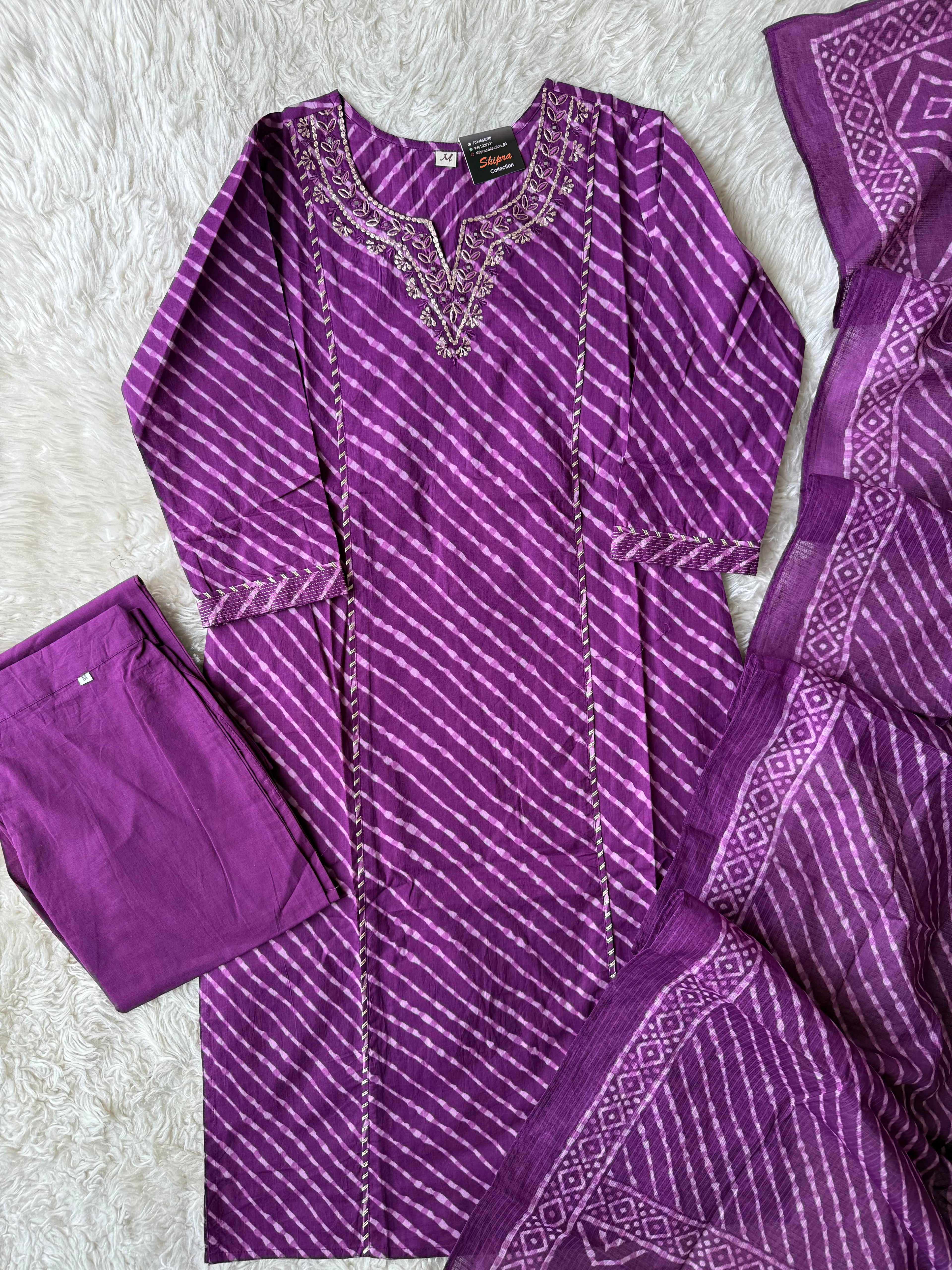 Premium Cotton Lehariya Set