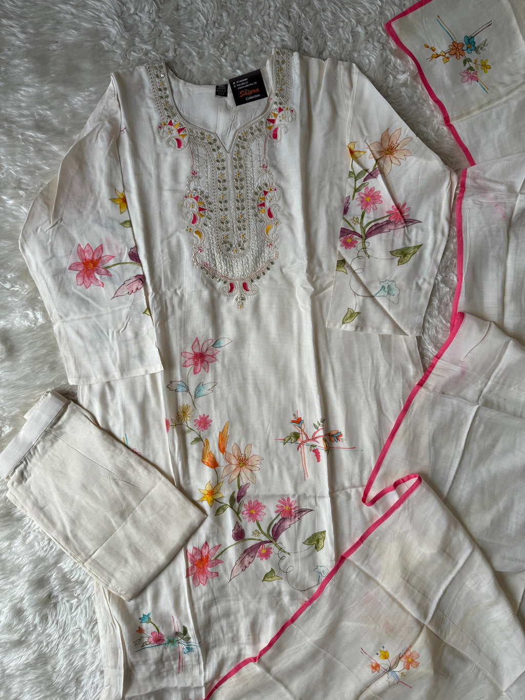 “Plus Size” Russian Silk Kurti Pant Dupatta Set