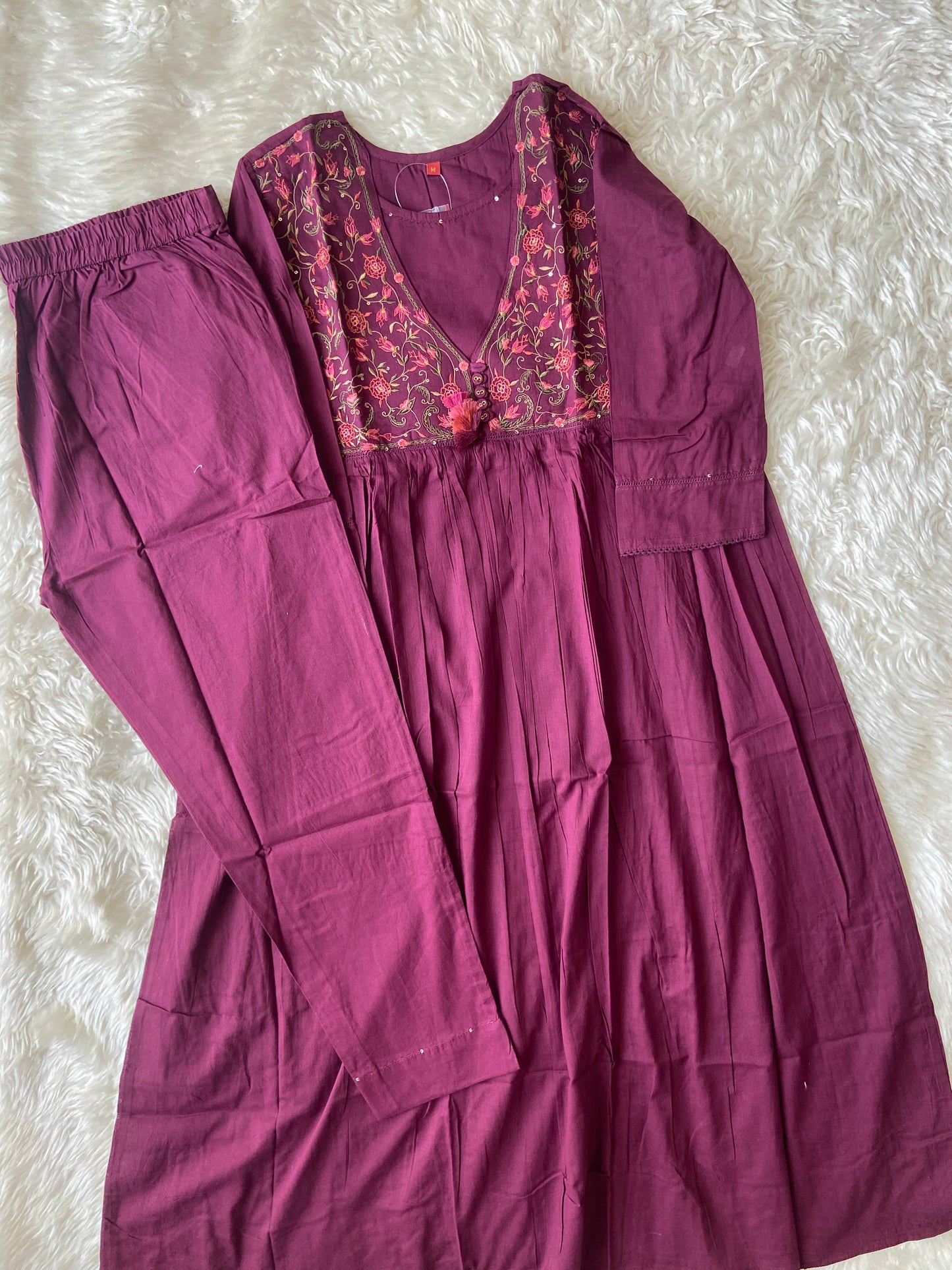 Premium Cotton Thread Work Kurti Pant Set