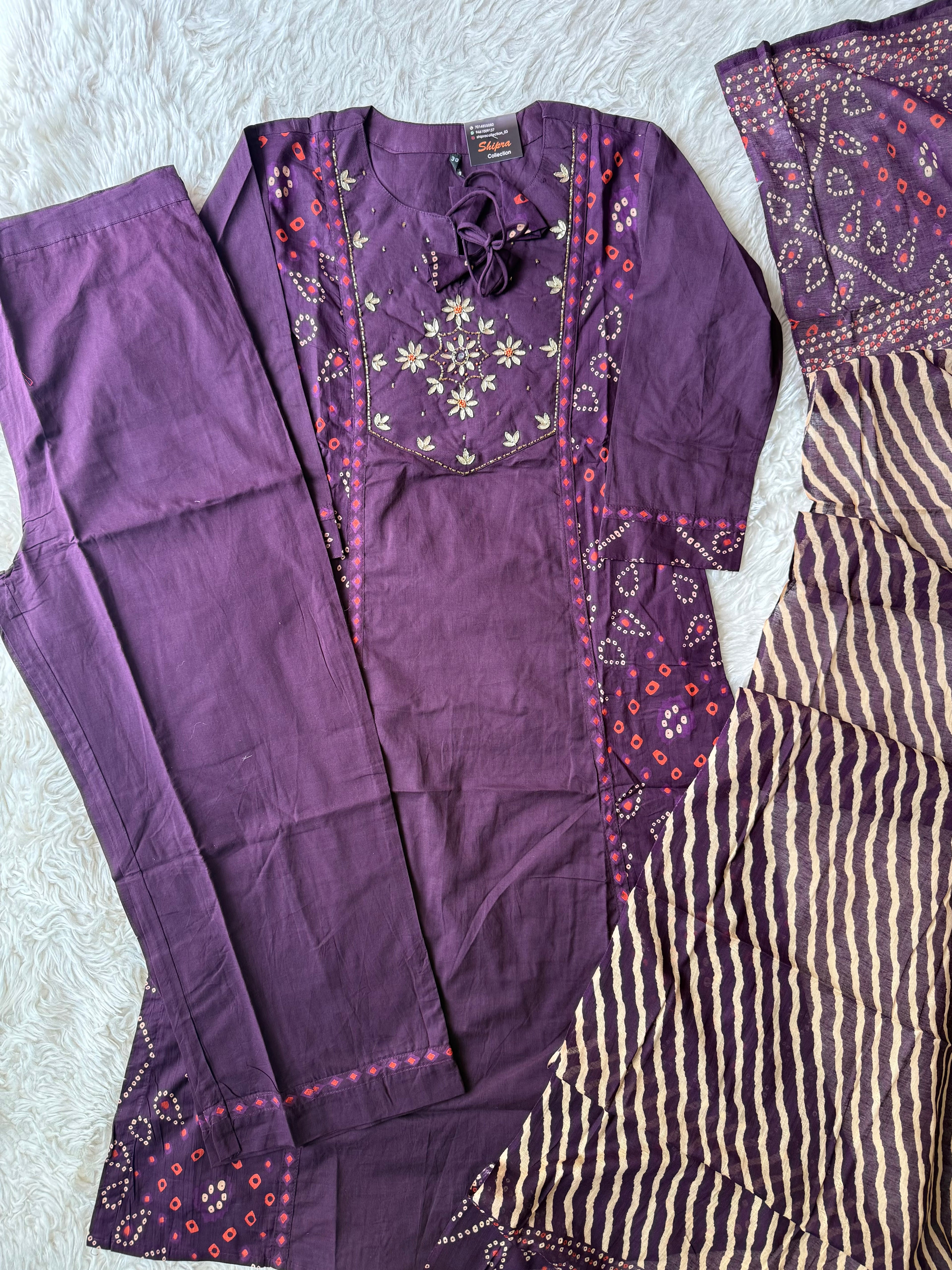 Premium Cotton Bandhani Set