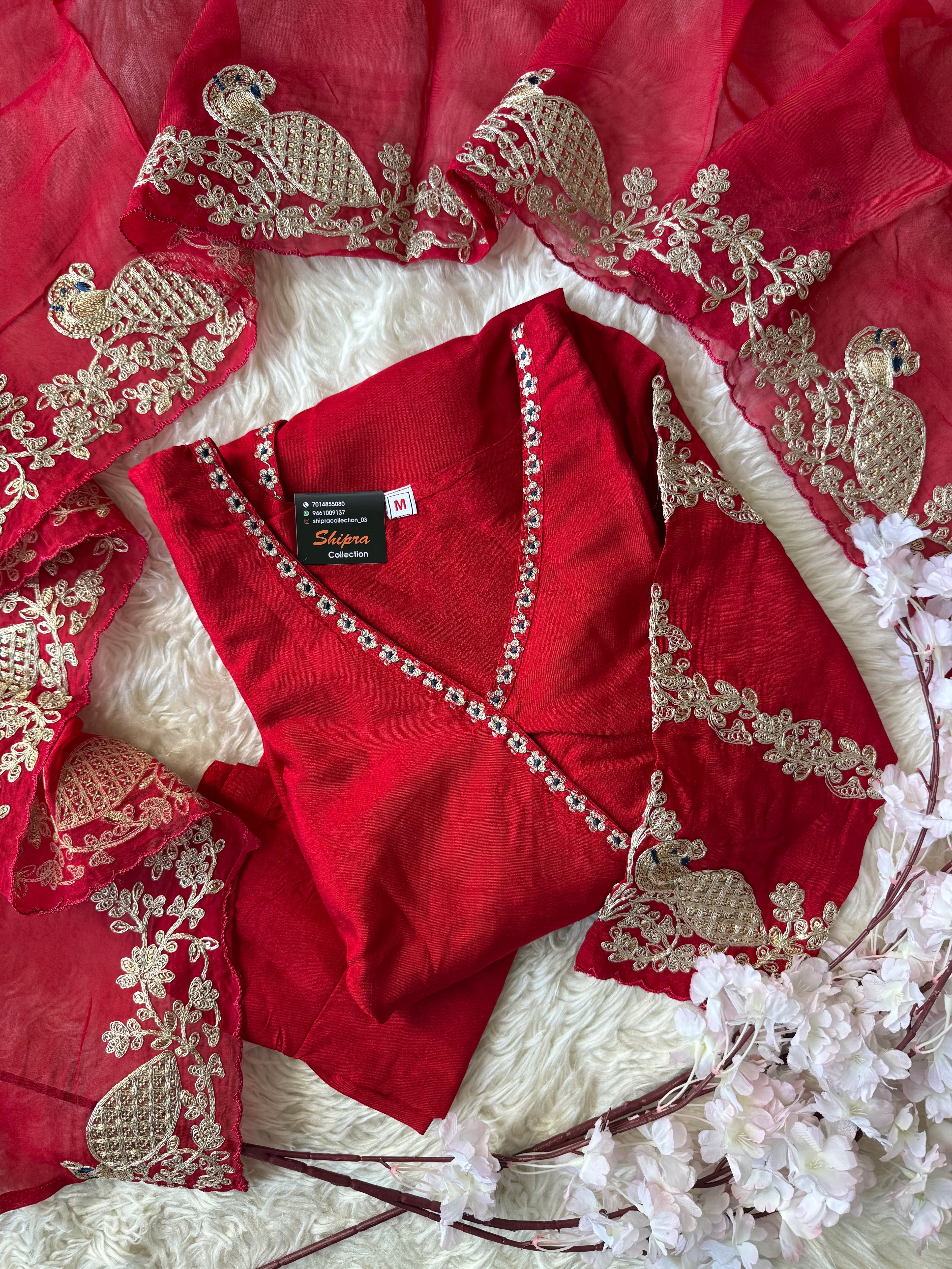 Russian Silk Kurti Pant Dupatta Set