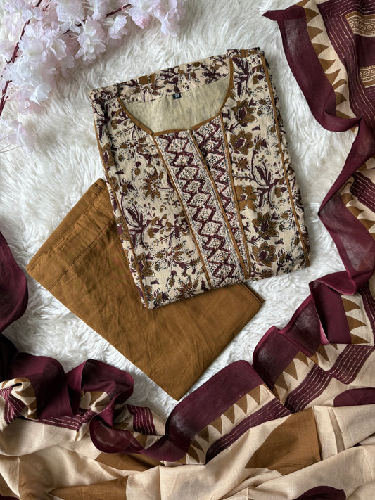 Premium Mul Cotton Kurti Pant Dupatta Set