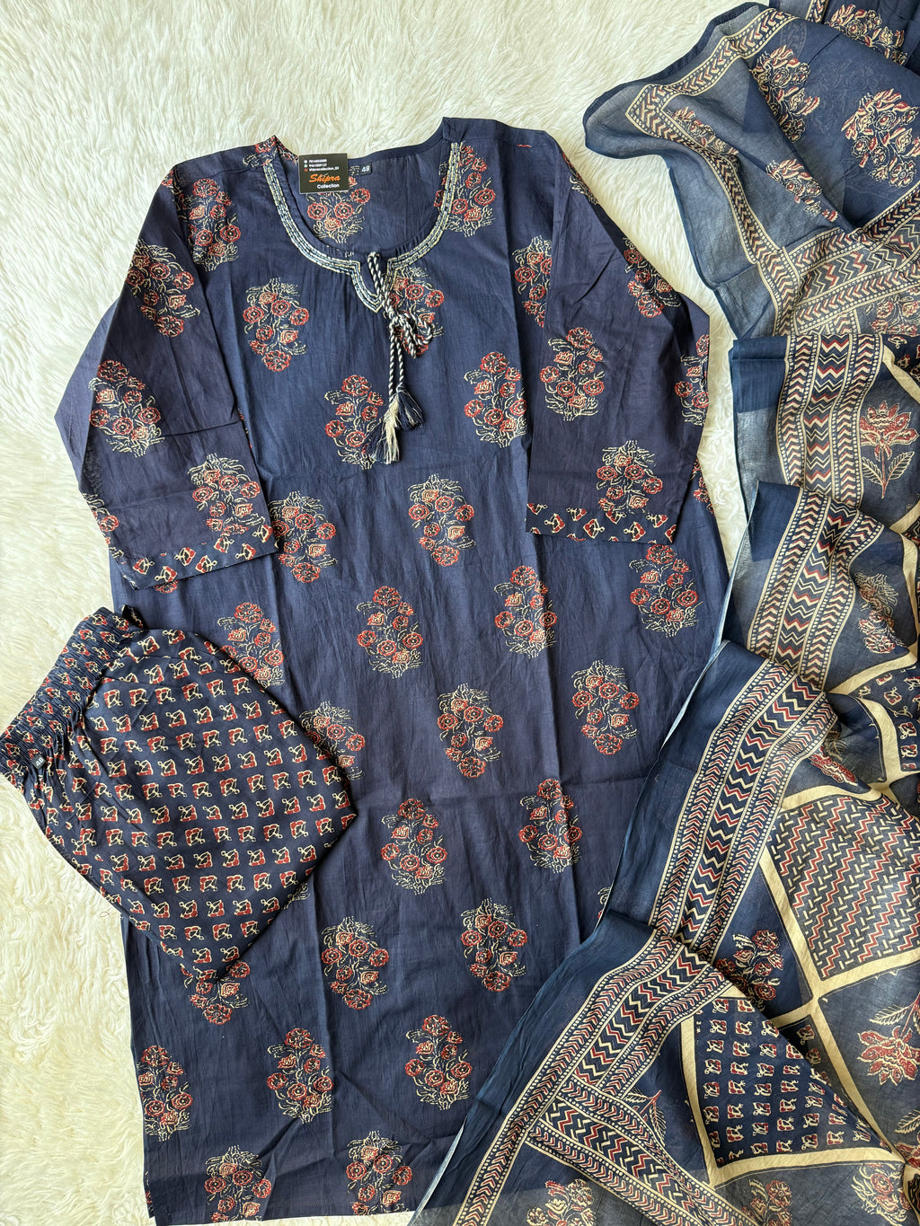 Pure Cotton Kurti Pant Dupatta Set