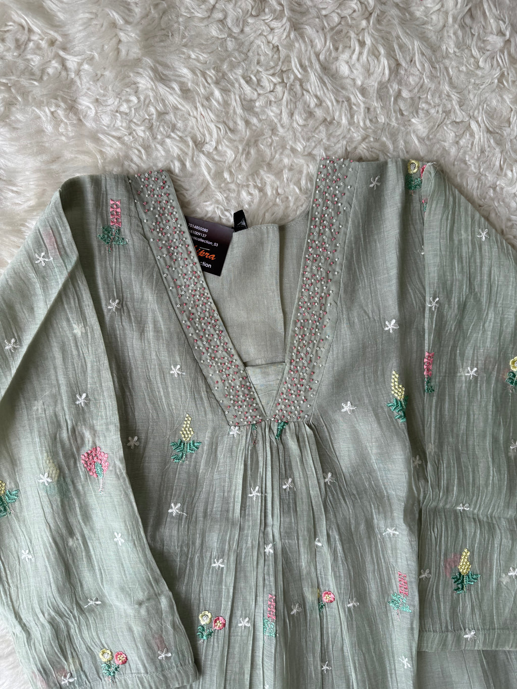 Pure Mul Chanderi Kurti Pant Dupatta Set