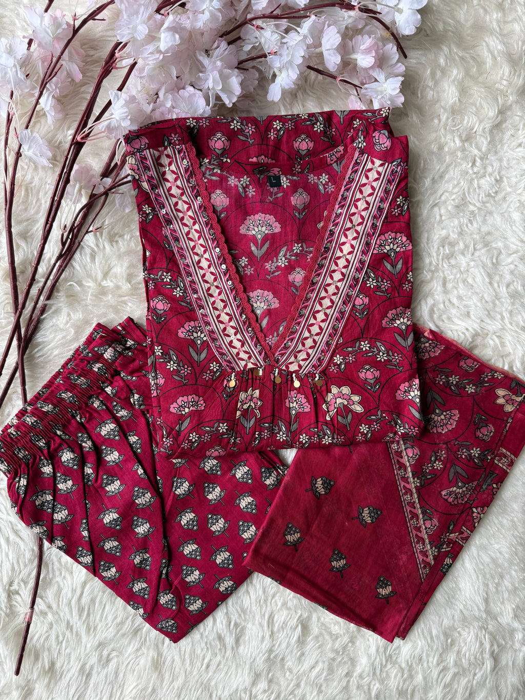 Budget Friendly Kurti Pant Dupatta Set