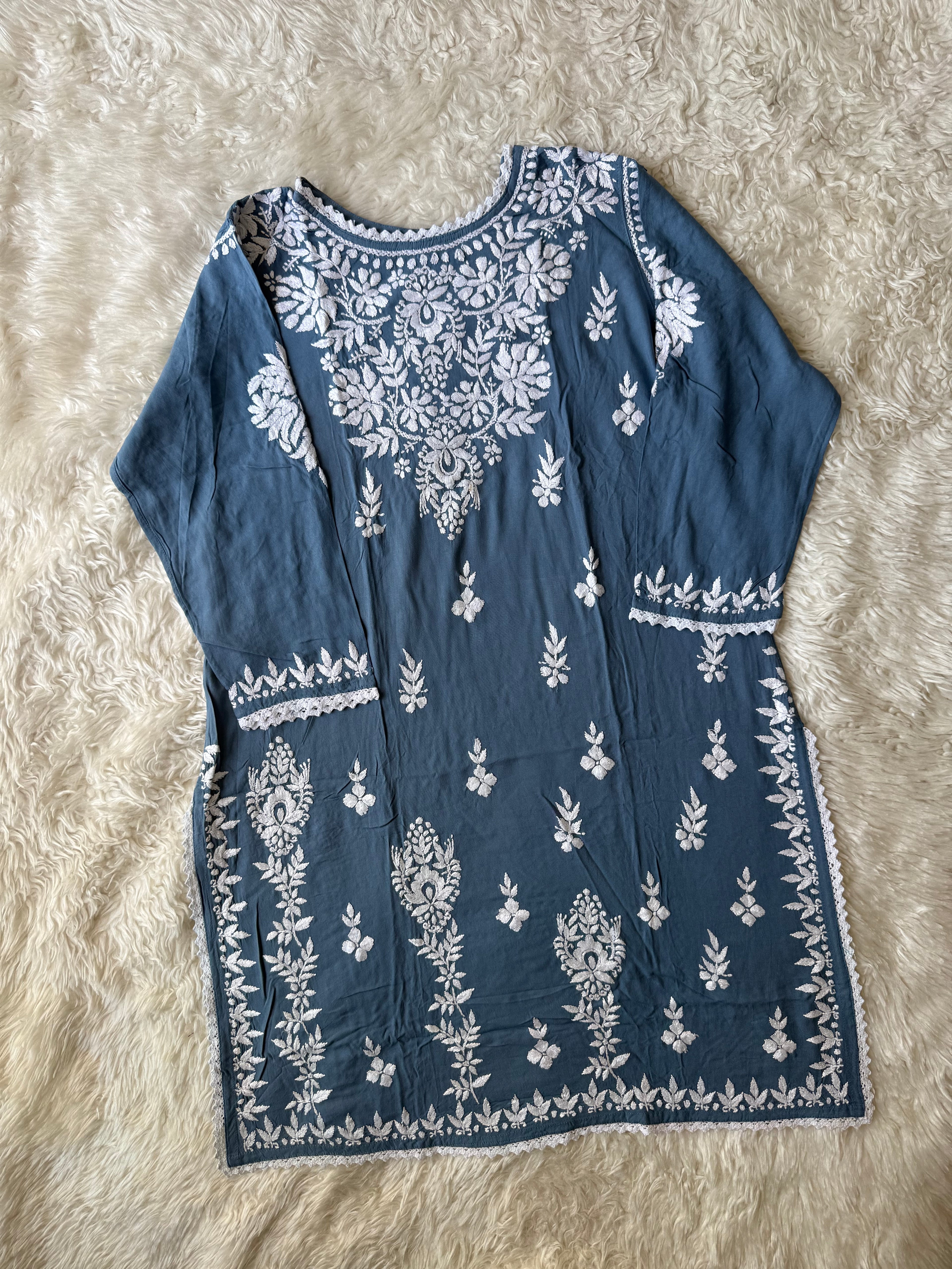 Heavy Rayon Chikankari Kurti Afghani Pant Set