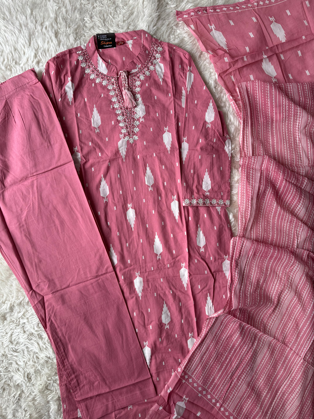 Pure Cotton Kurti Pant Dupatta Set