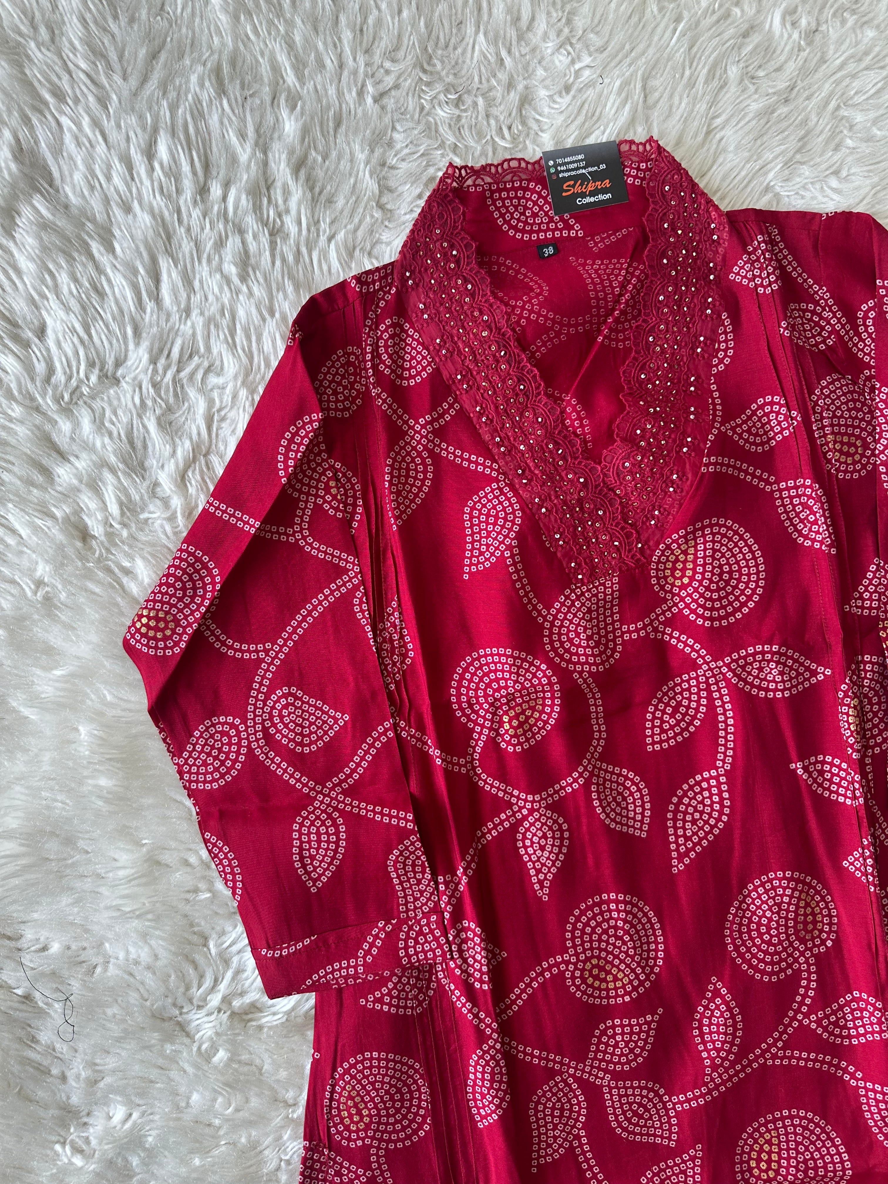 Pure Muslin Silk Kurti Pant Set