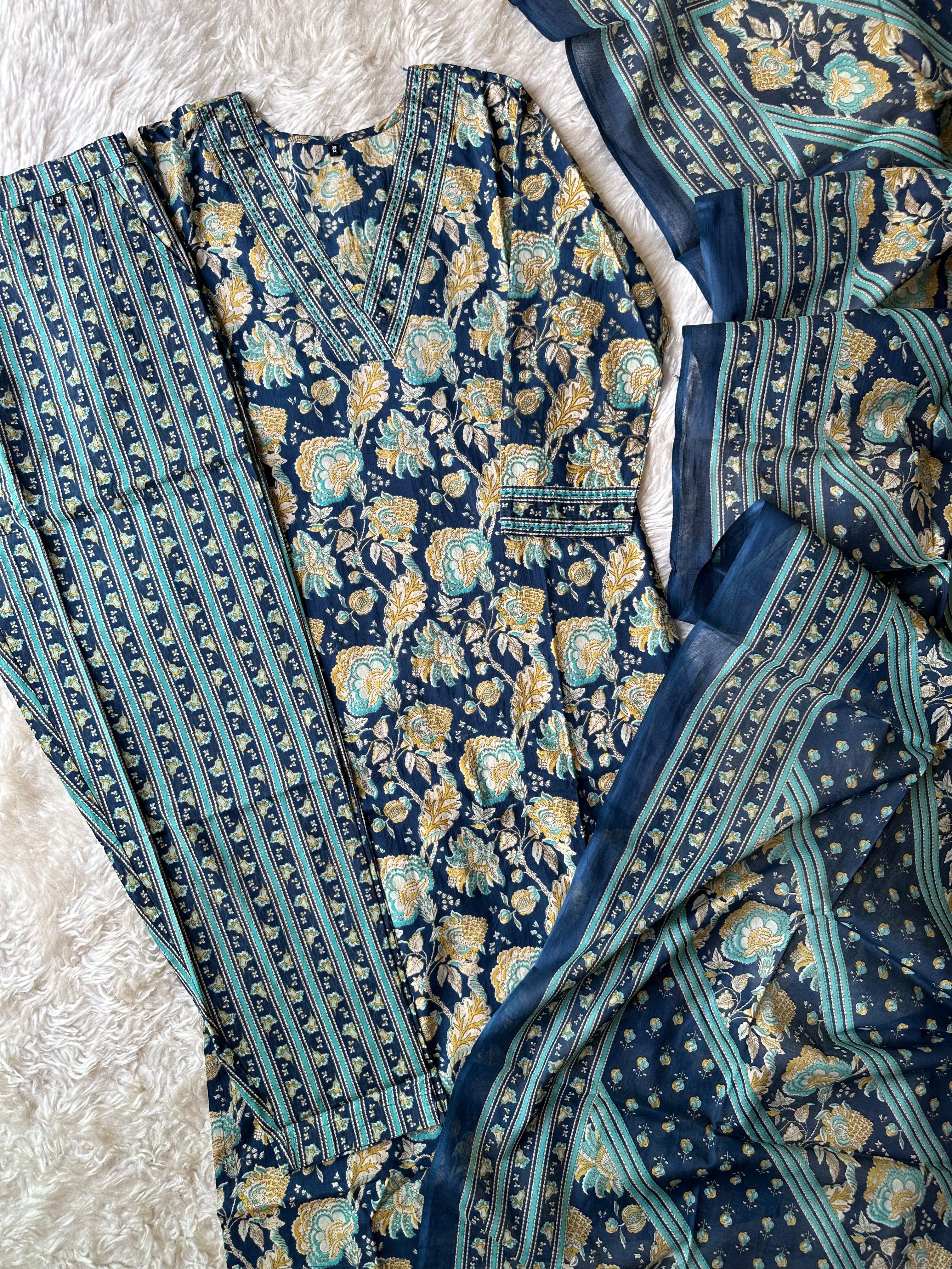 Premium Cotton Kurti Pant Dupatta Set