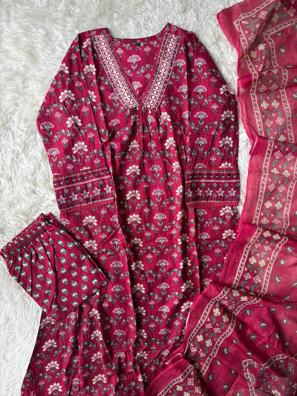 Budget Friendly Kurti Pant Dupatta Set