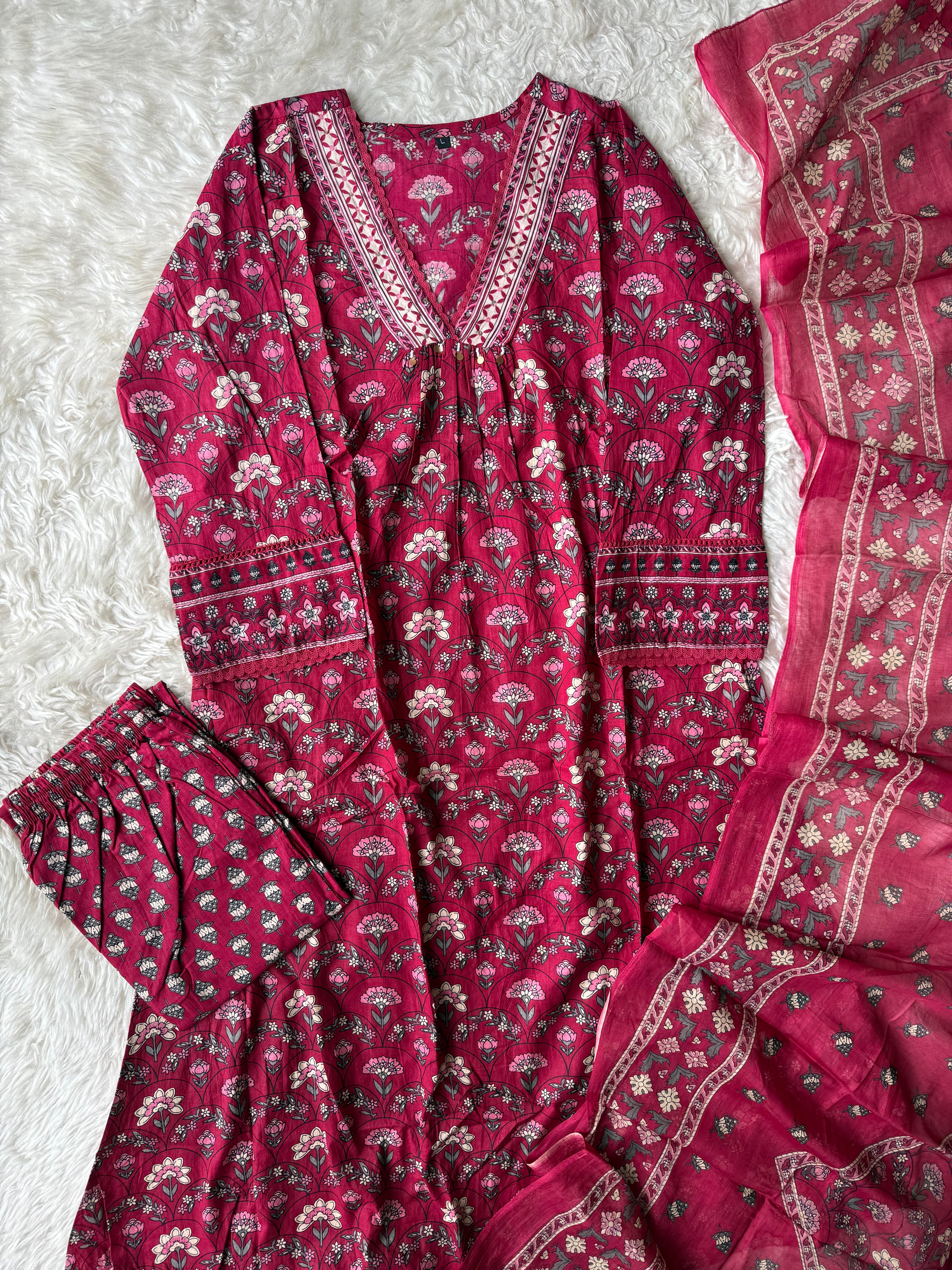 Budget Friendly Kurti Pant Dupatta Set