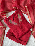 “Plus Size” Mul Chanderi Kurti Pant Dupatta Set
