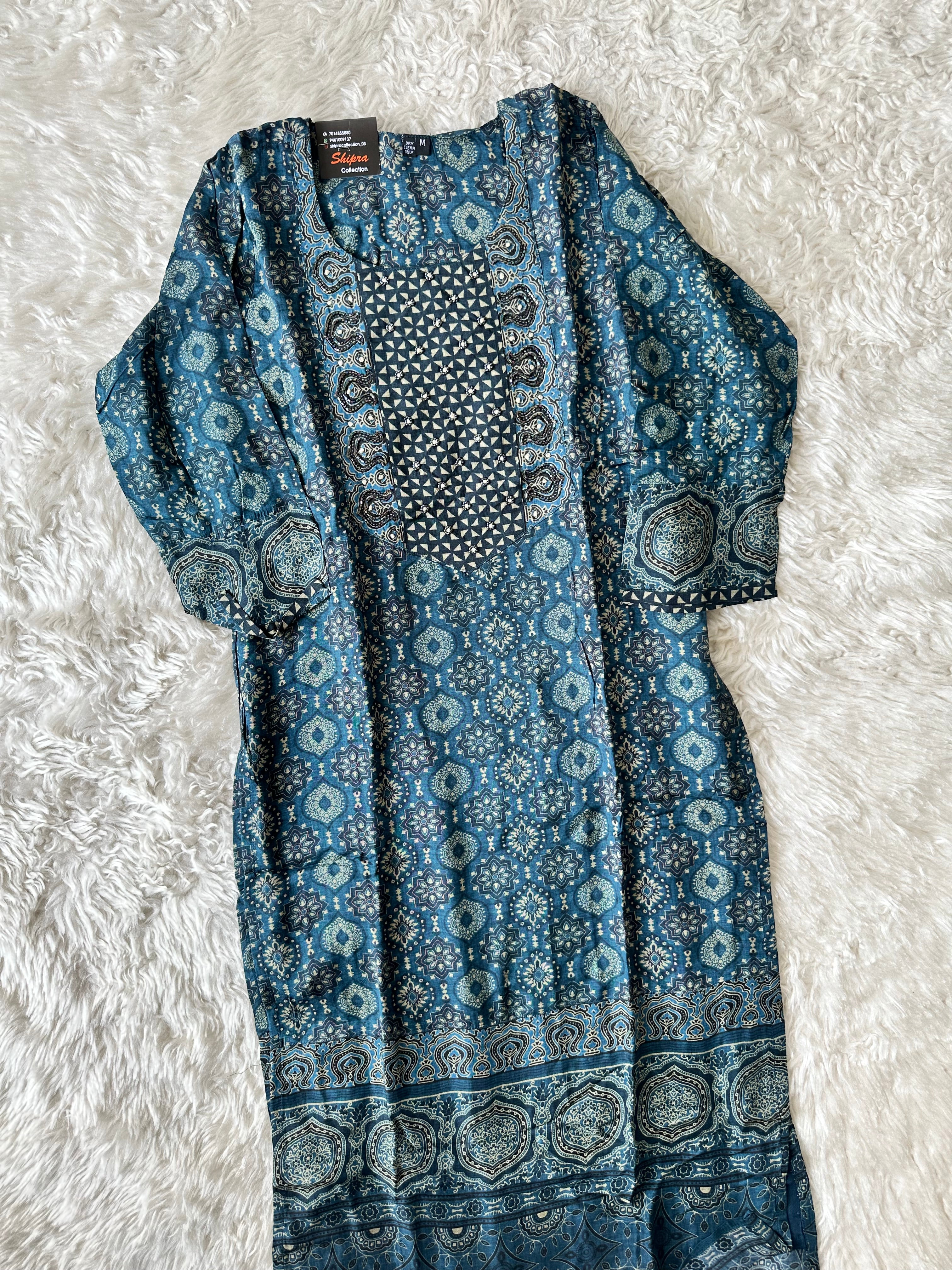 Crepe Silk Kurti Pant Dupatta Set