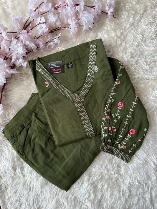 Khadi Cotton Kurti Pant Set