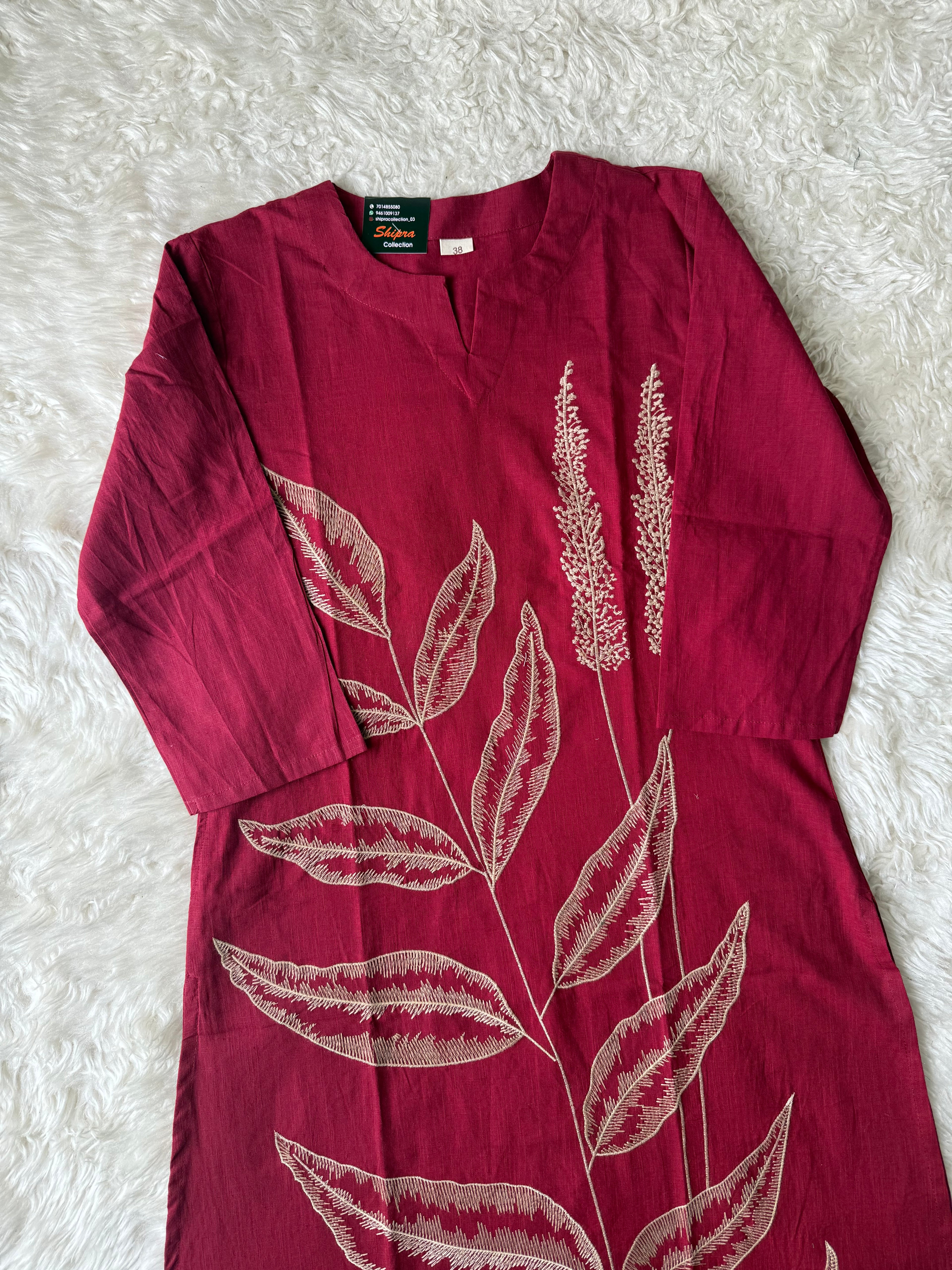 Slub Cotton Kurti Plazo Pant Set