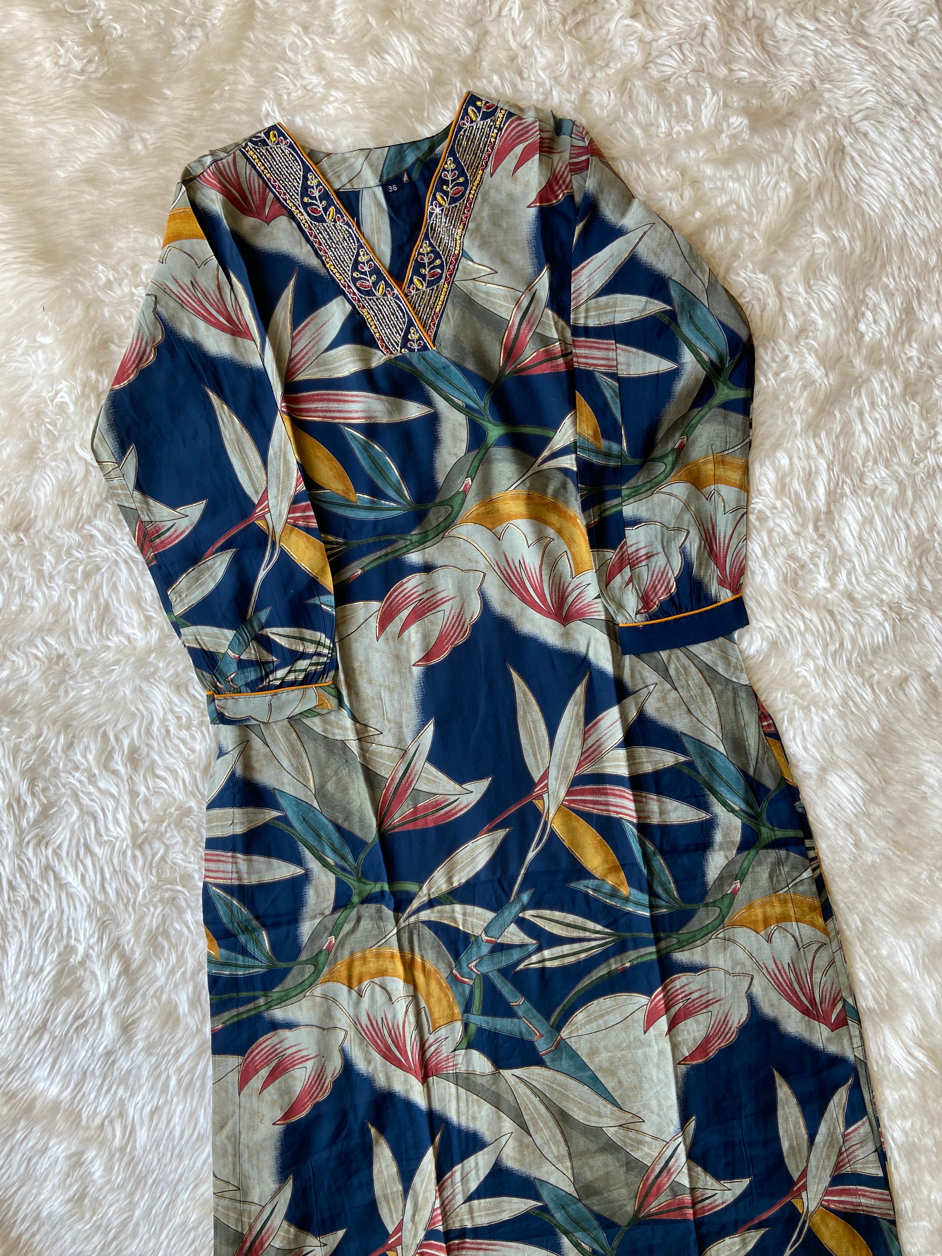 Muslin Silk Kurti Afghani Pant Dupatta Set