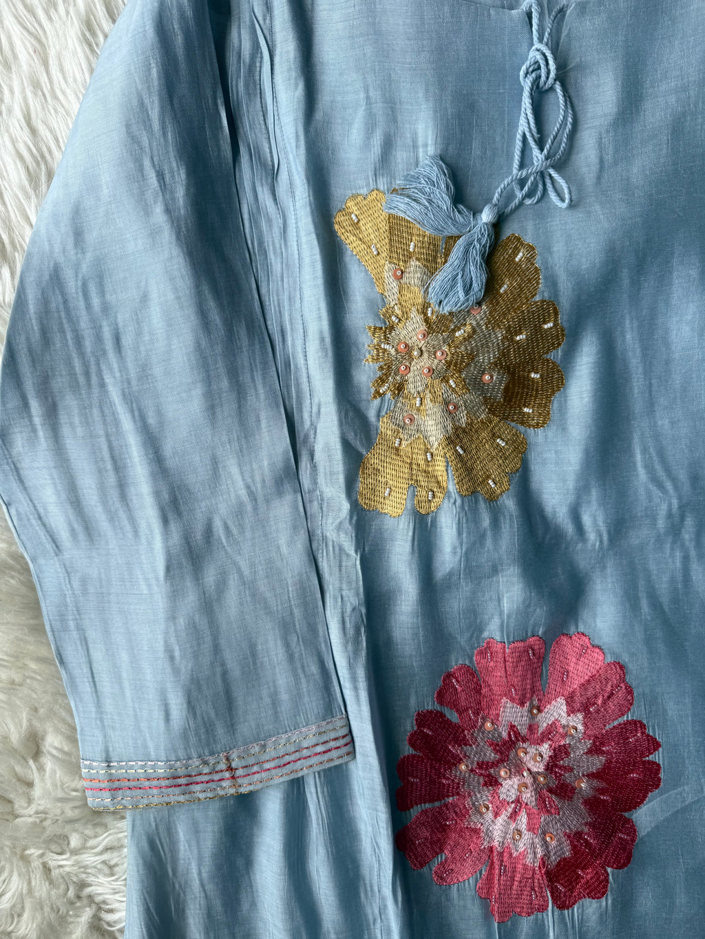 Mul Chanderi Kurti Pant Dupatta Set