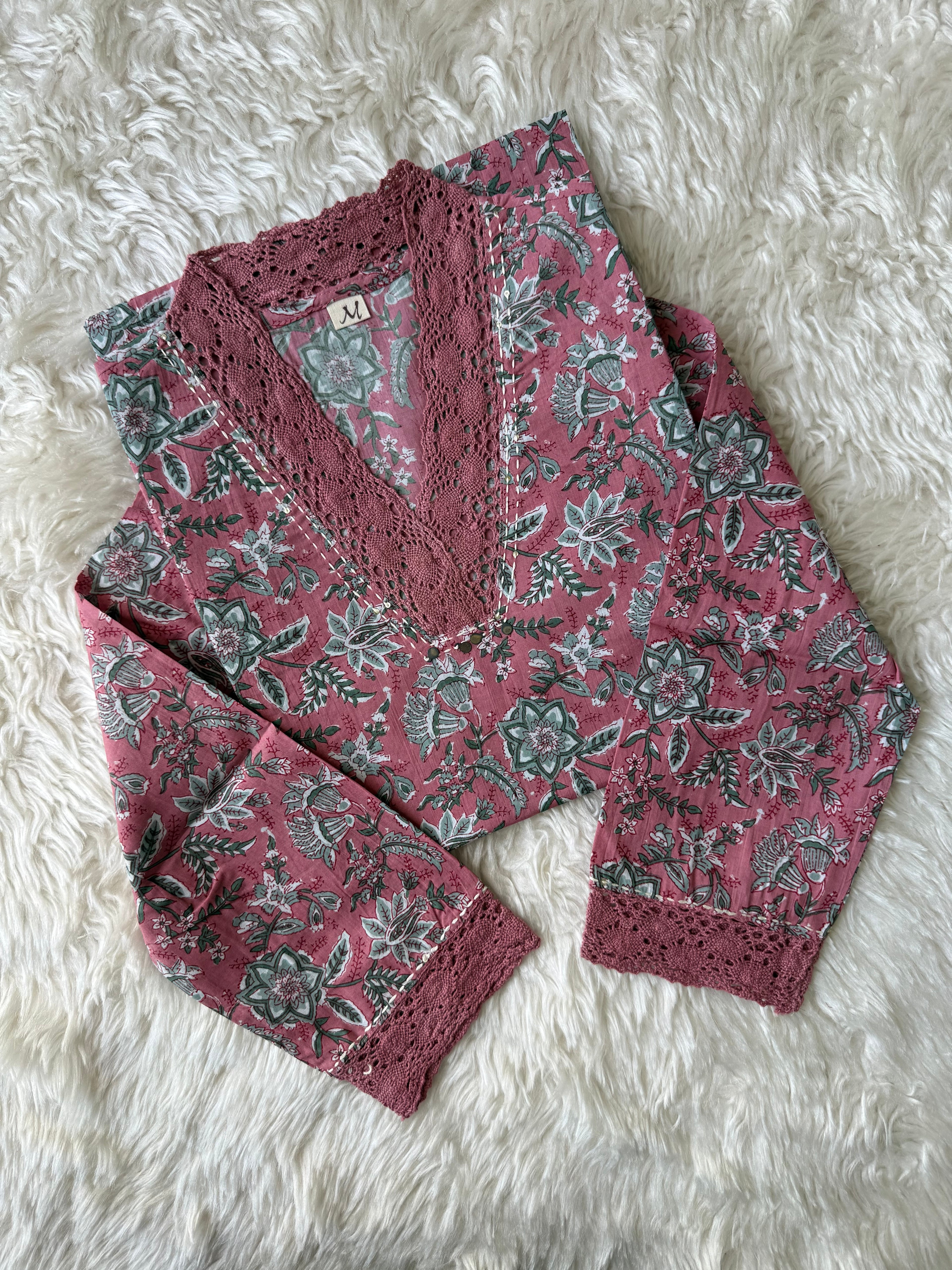 V-Neck Lace Details Kurti