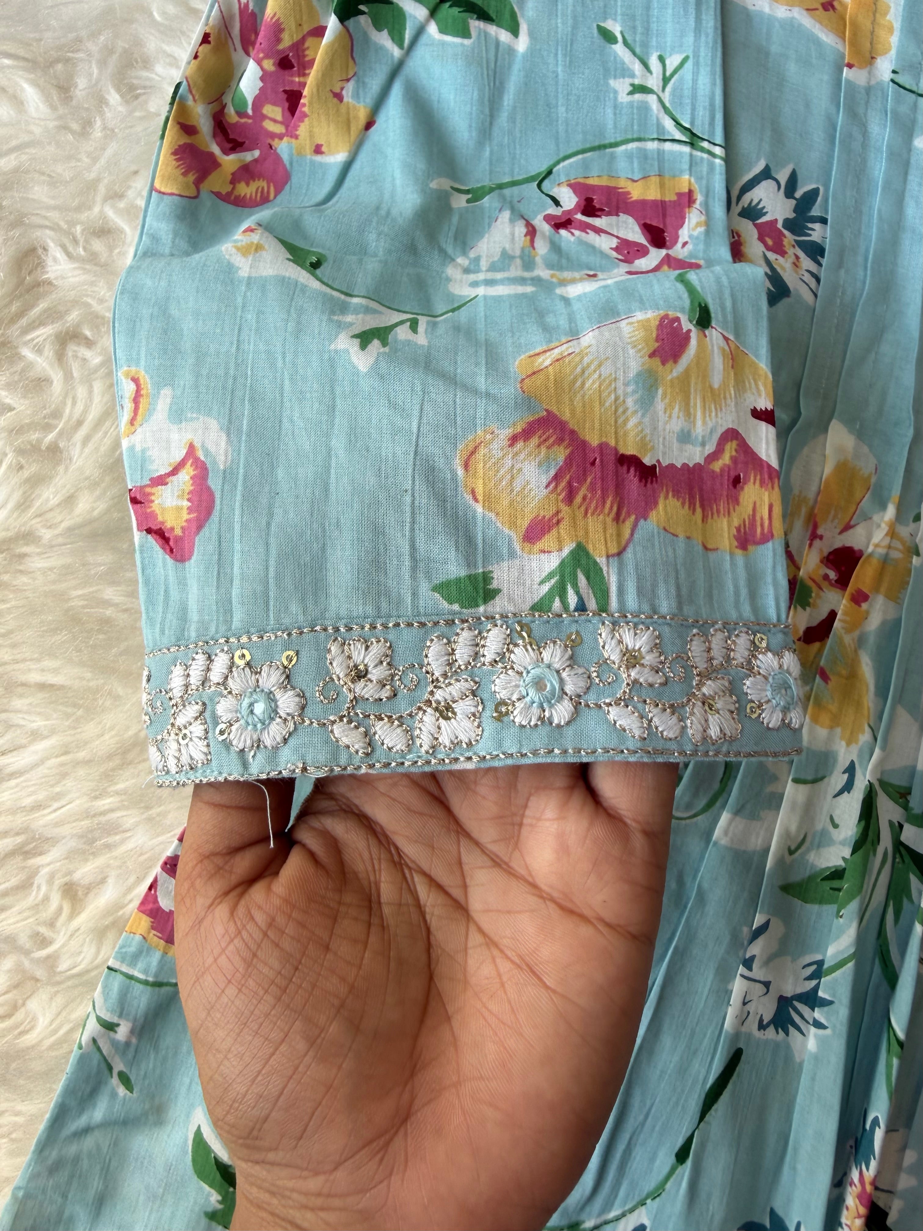 Premium Cotton Aline Kurti Pant Dupatta Set