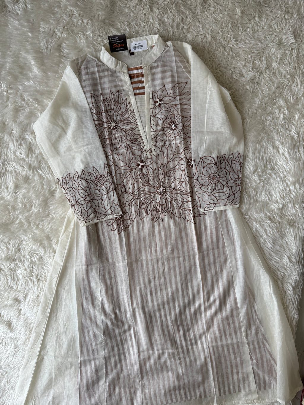 Mul Chanderi Thread work Co-ord Set