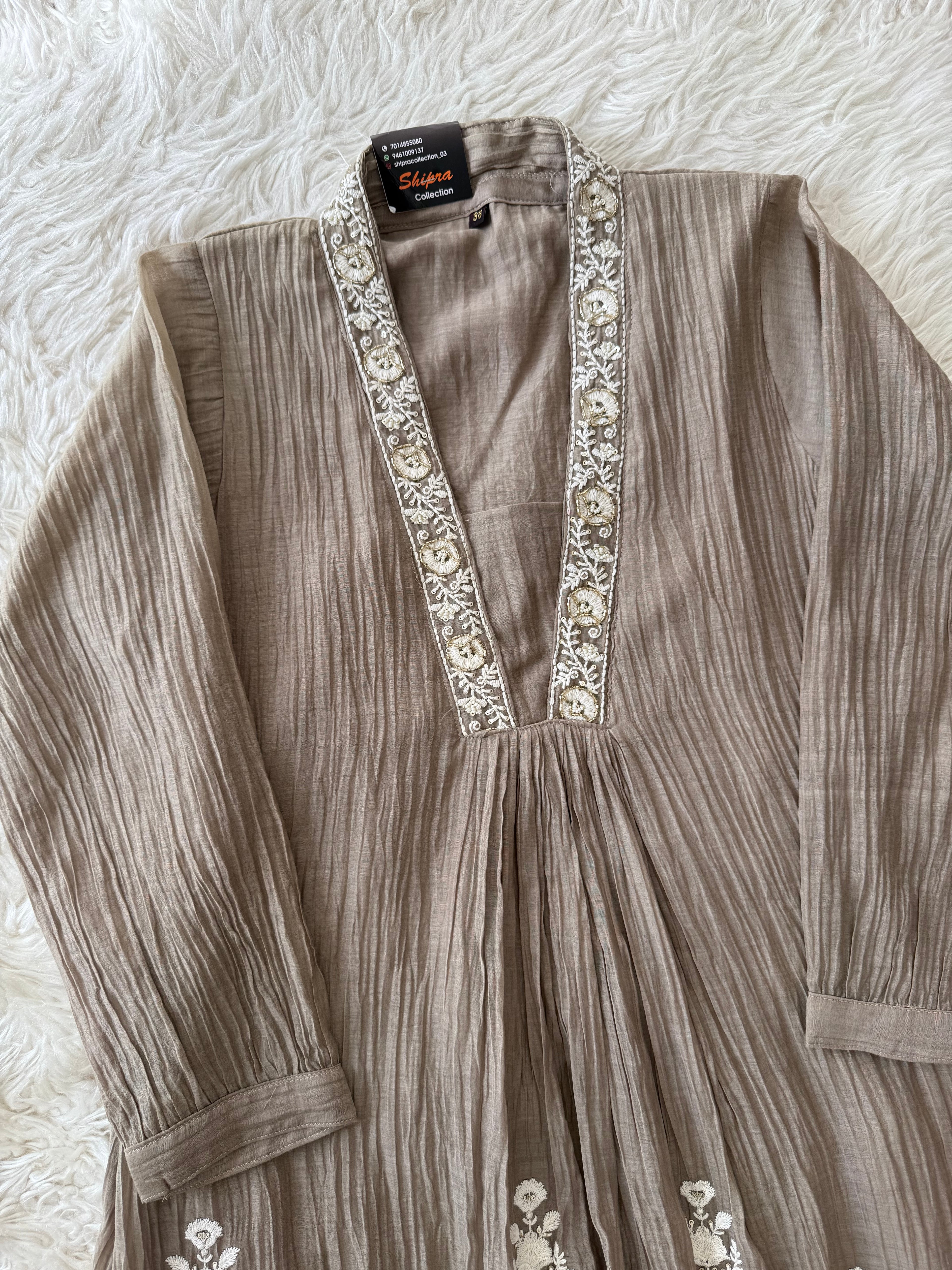 “Plus Size” Mul Chanderi Kurti Pant Dupatta Set