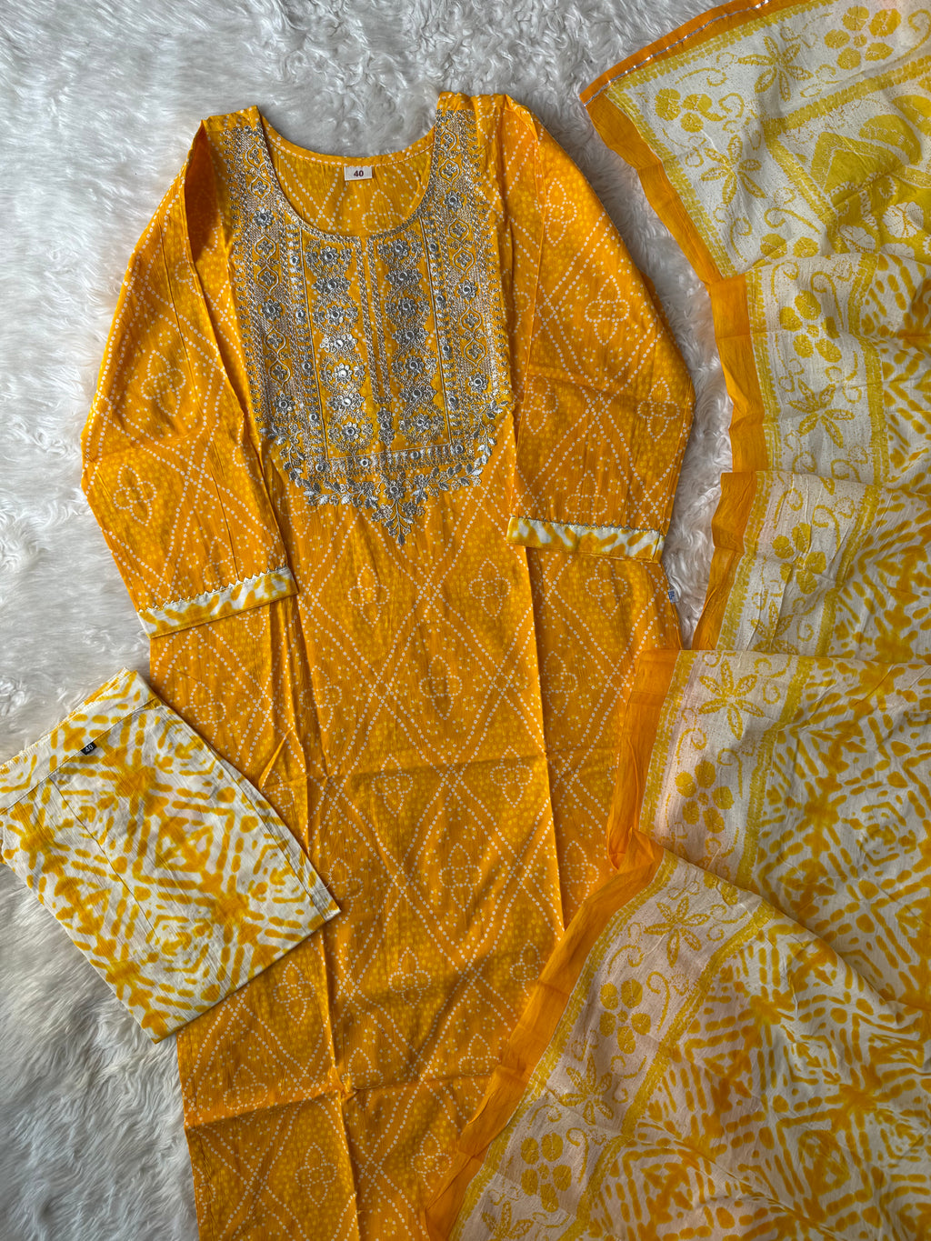 Pure Cotton Kurti Pant Dupatta Set