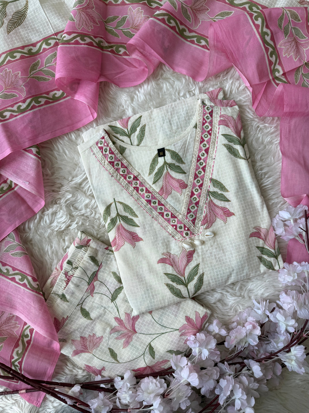 Premium Cotton Kurti Pant Dupatta Set