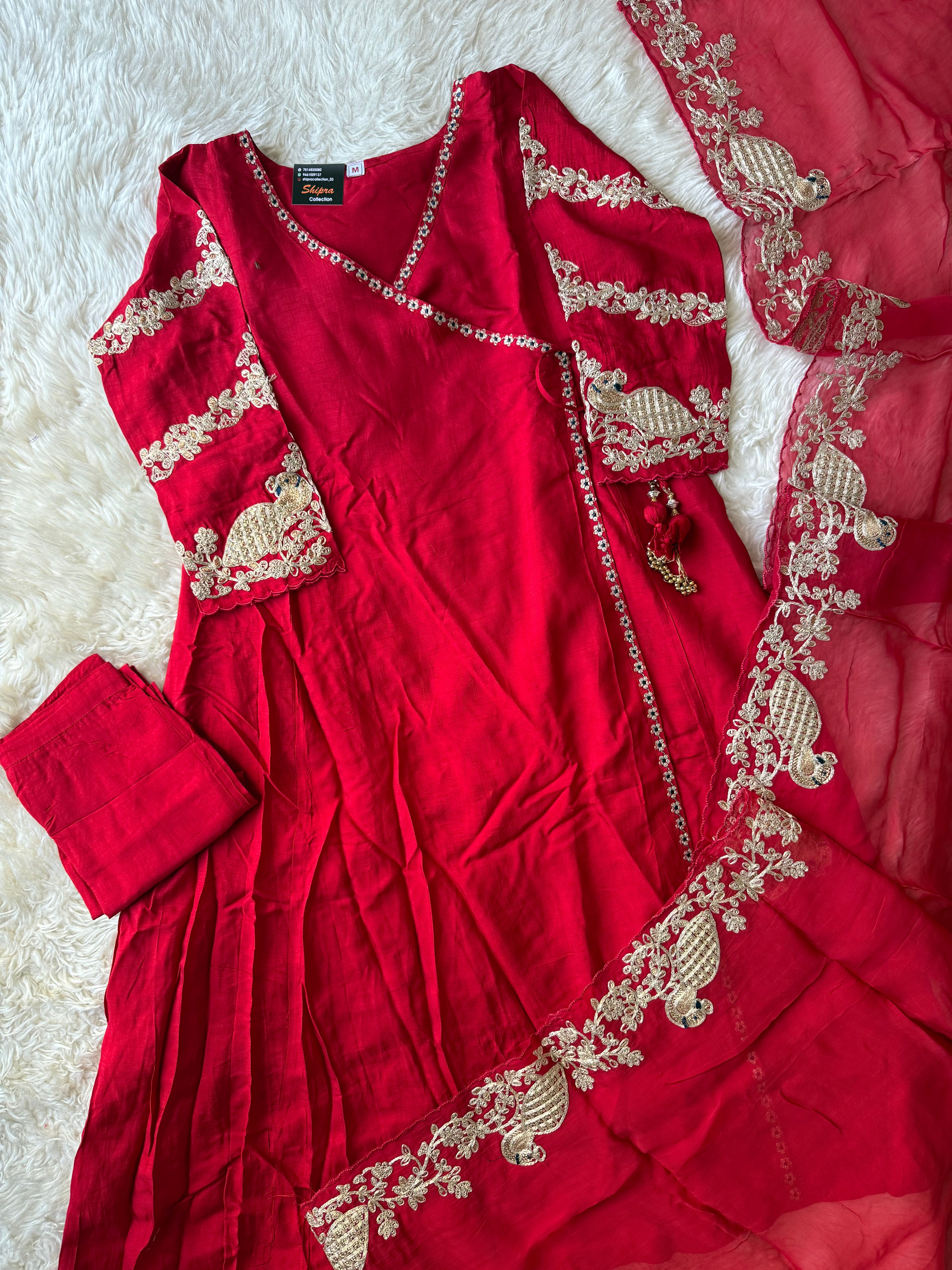 Russian Silk Kurti Pant Dupatta Set