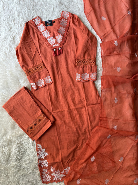 Budget Friendly Kurti Pant Dupatta Set