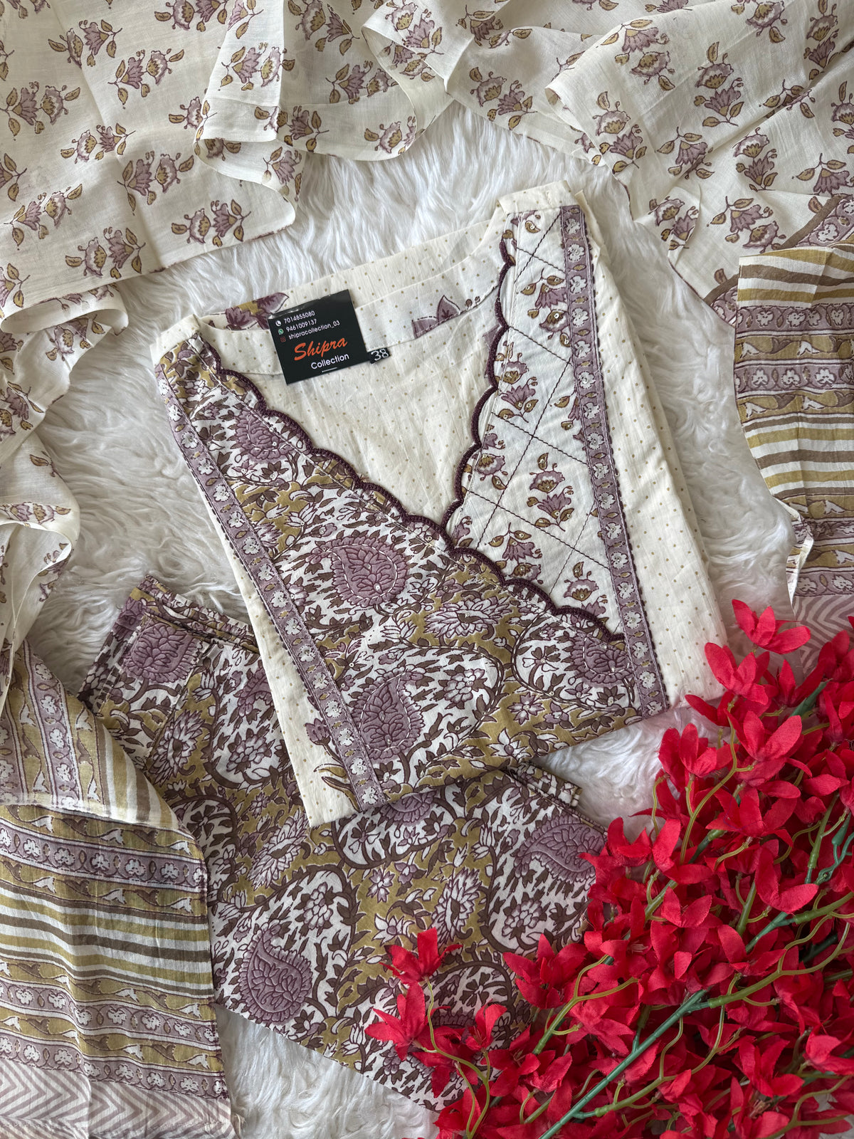 Premium Cotton Kurti Pant Dupatta Set