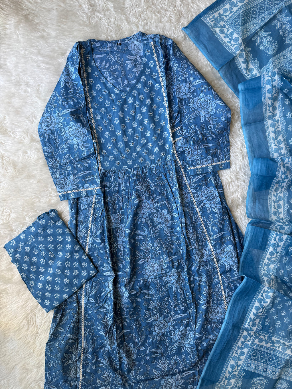 Pure Cotton Kurti Pant Dupatta Set