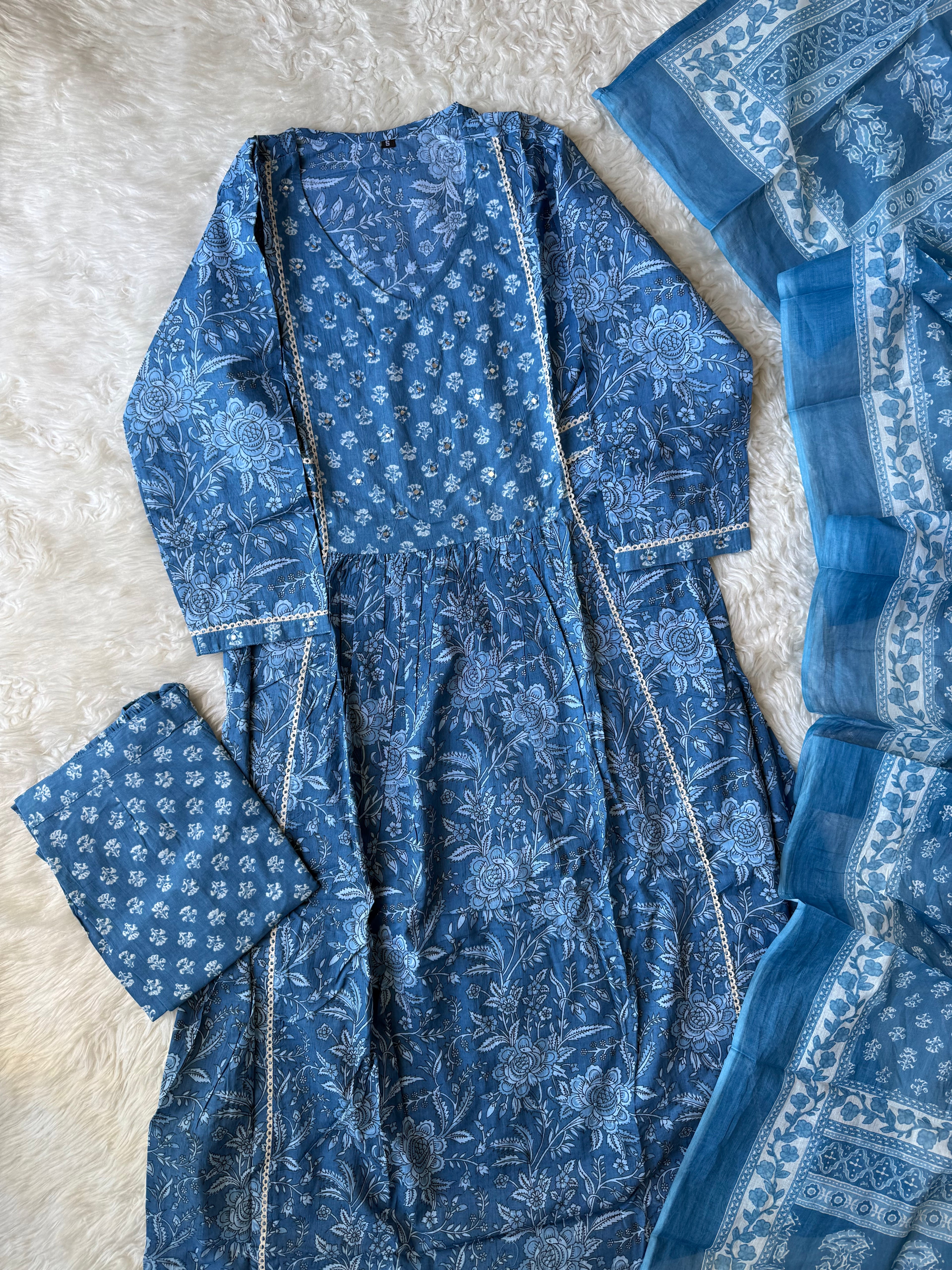 Pure Cotton Kurti Pant Dupatta Set